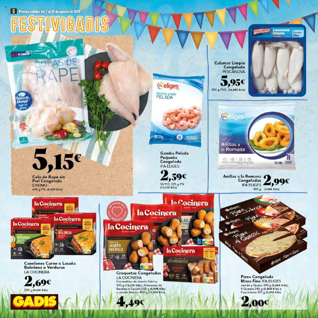 Gadis folleto │ válido desde el 07.08.2025 | Página: 6 | Productos: Calamares, Queso, Jamón ibérico, Jamón