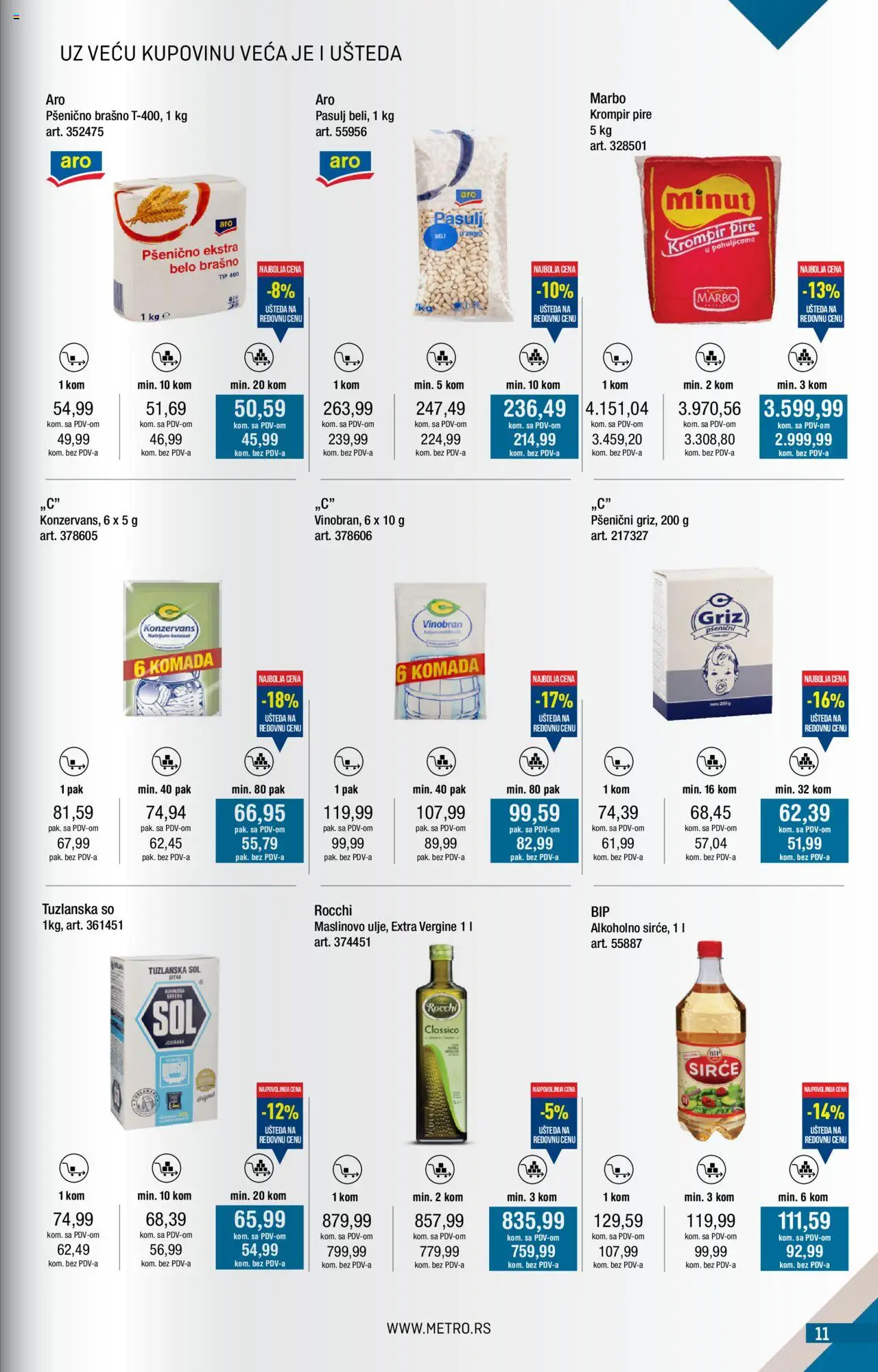Metro katalog - važi od 01.10.2025 | Strana: 11 | Proizvode: Krompir, So, Pšenično brašno, Sirće
