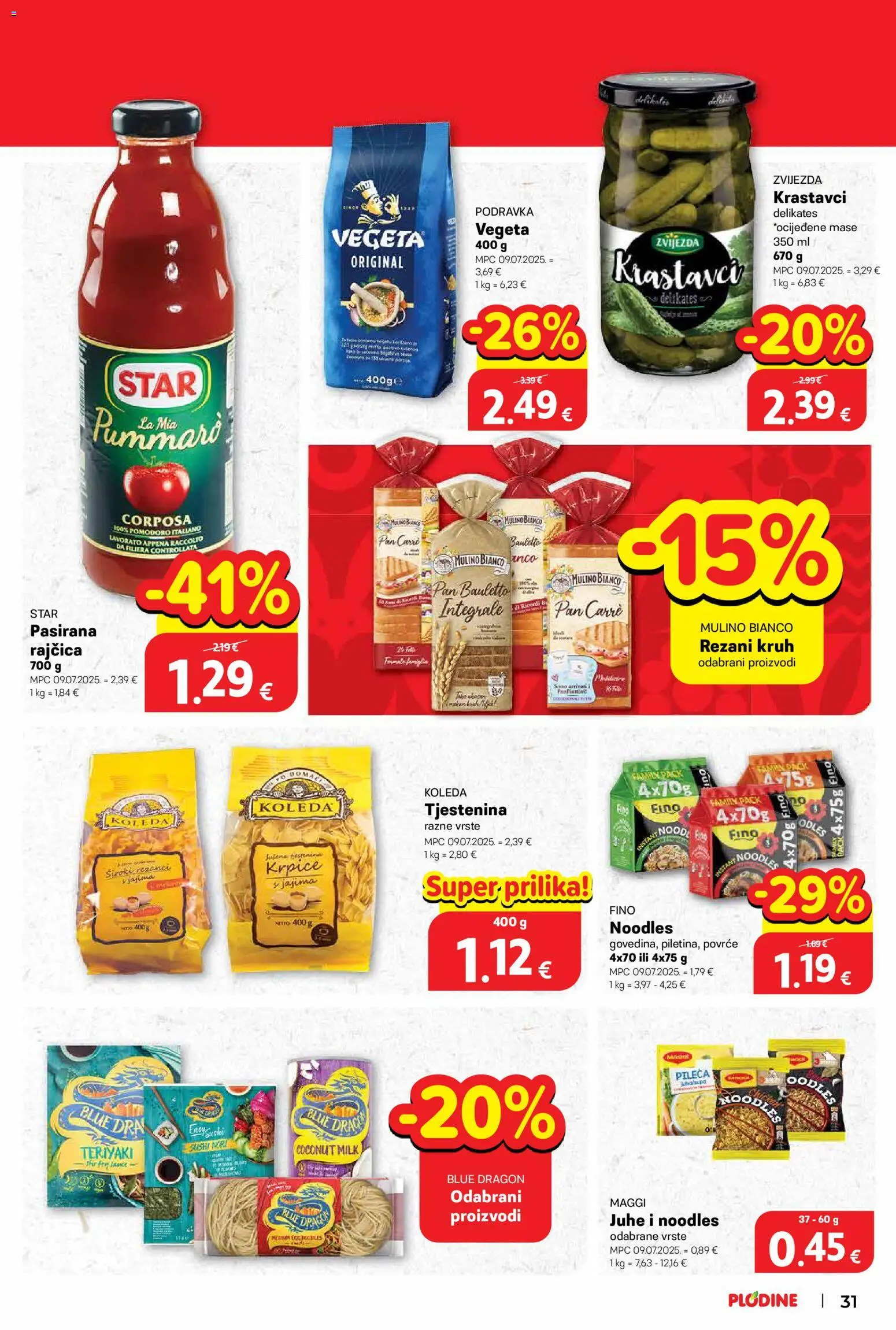 Plodine katalog | vrijedi od 11.03.2026 | Stranica: 31 | Proizvodi: Kruh, Tjestenina, Sushi, Pan