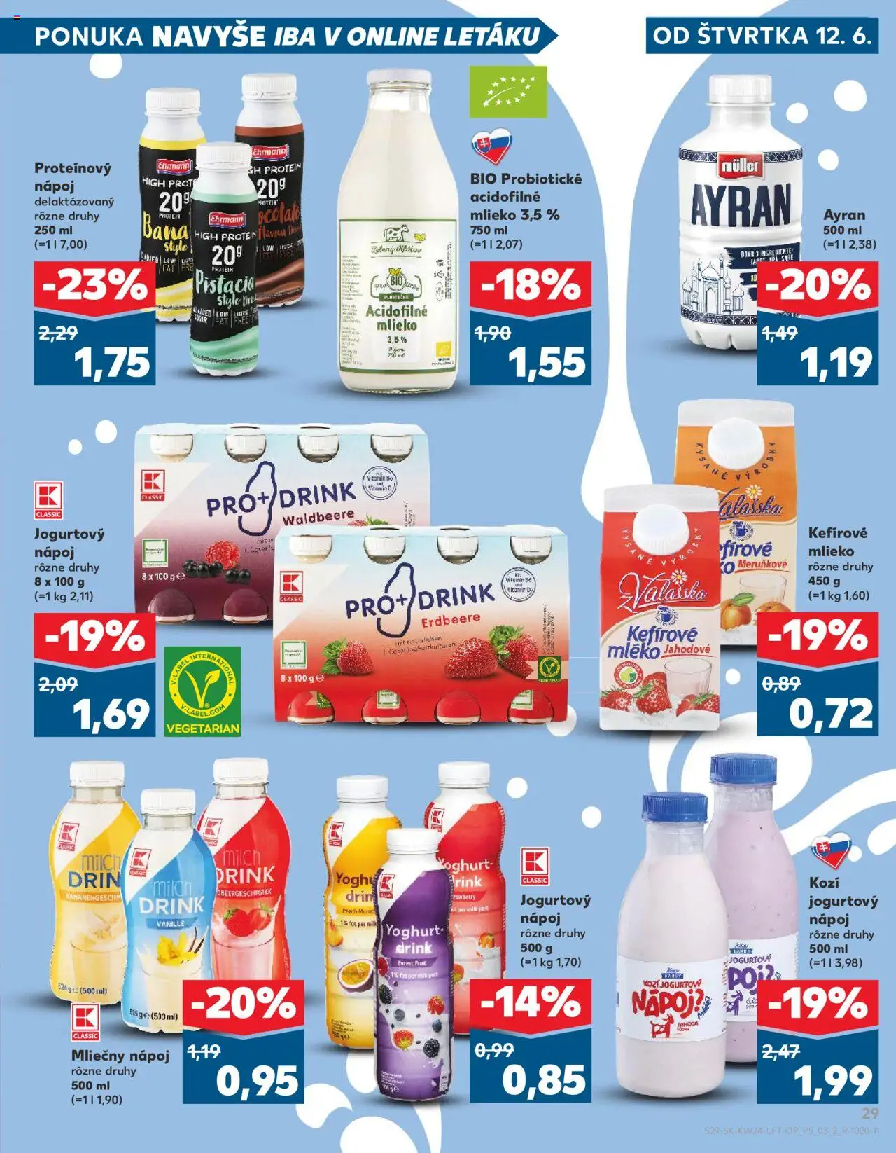 Nové Kaufland akcie – leták je platný od 12.06.2025 | Strana: 29 | Produkty: Mlieko, Protein