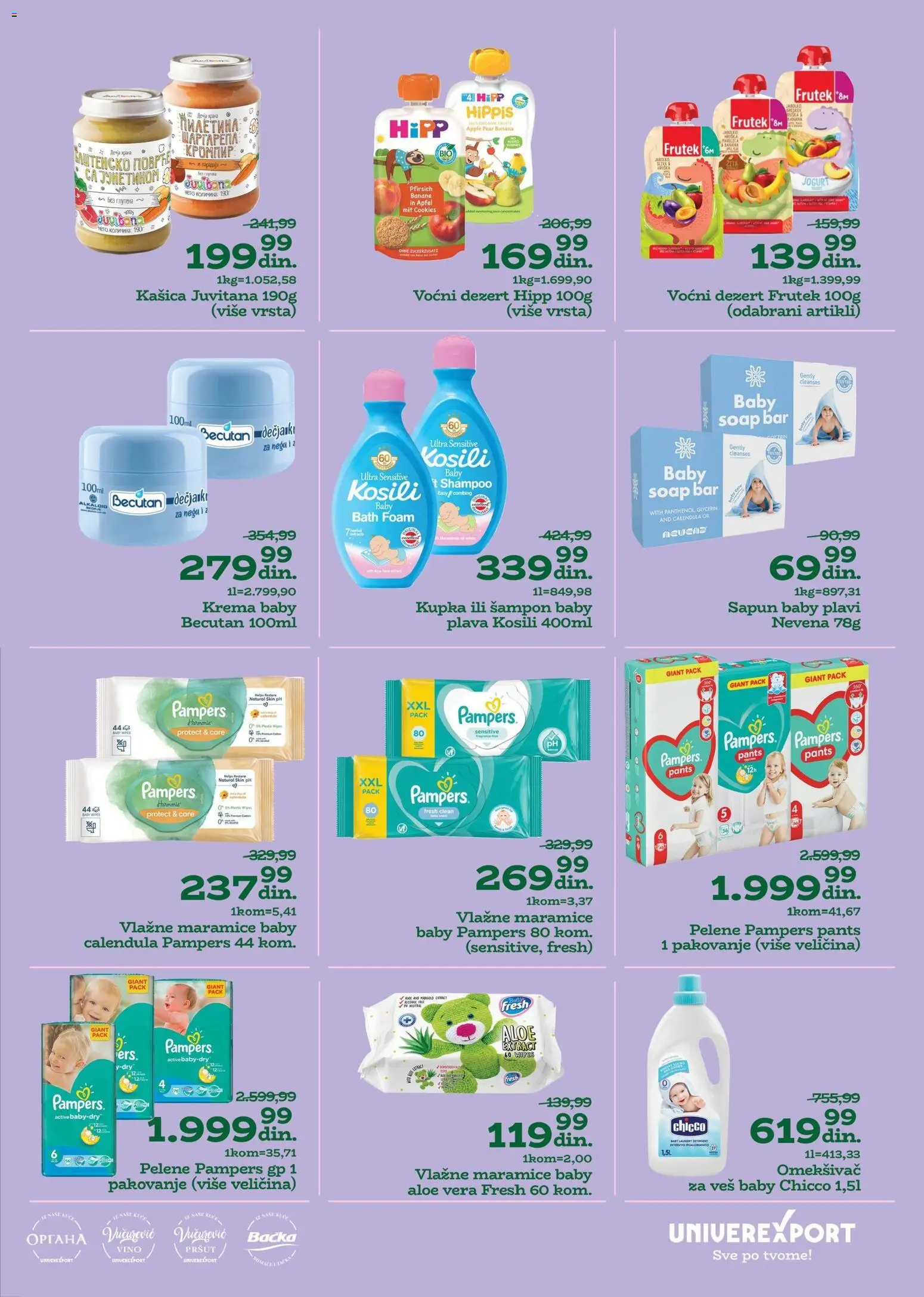 Univerexport katalog - važi od 27.10.2025 | Strana: 25 | Proizvode: Pampers, Šampon, Vlažne maramice, Pelene