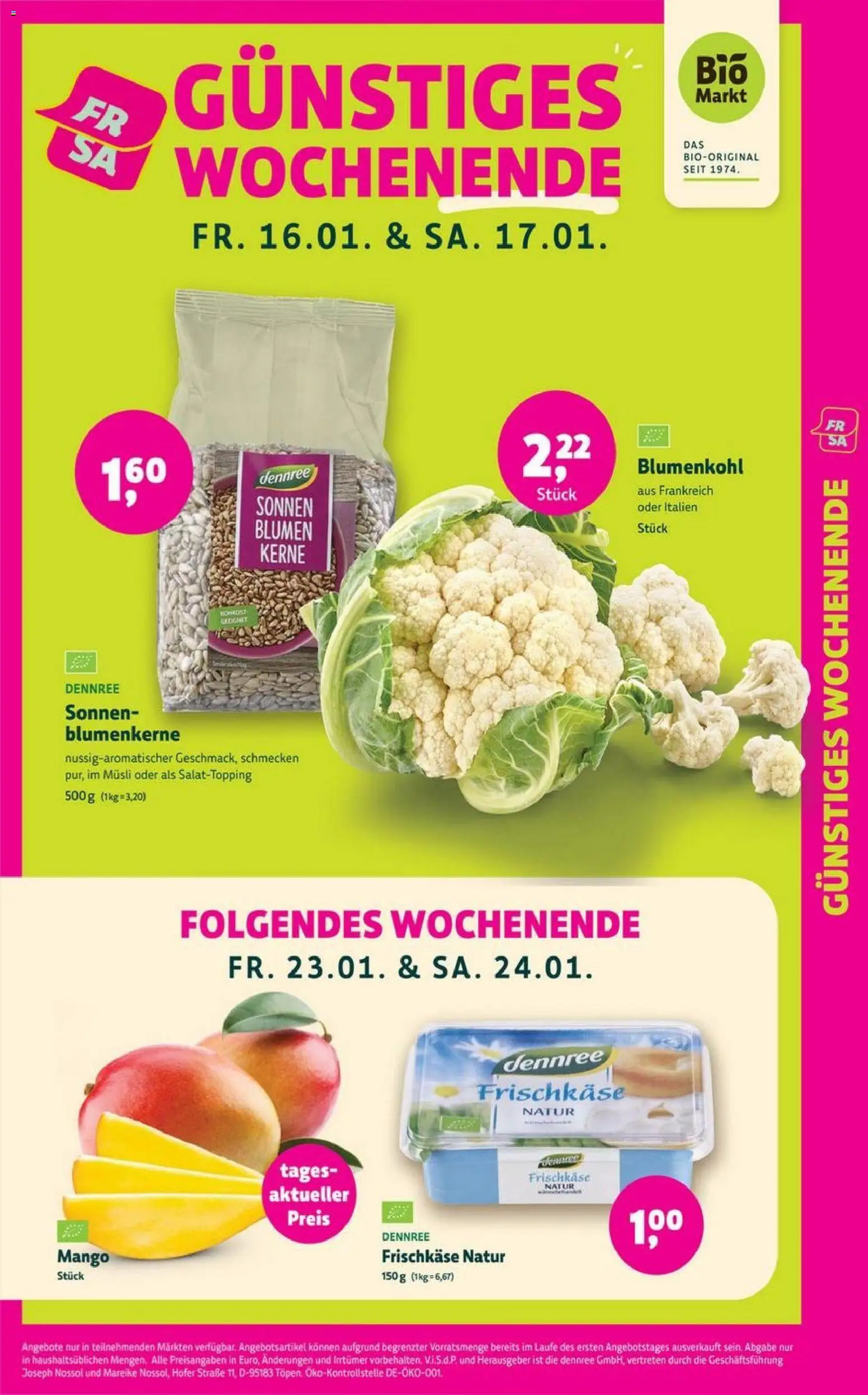 Denns BioMarkt Angebote – gültig ab 14.01.2026 | Seite: 6 | Produkte: Blumen, Mango, Blumenkohl, Frischkase