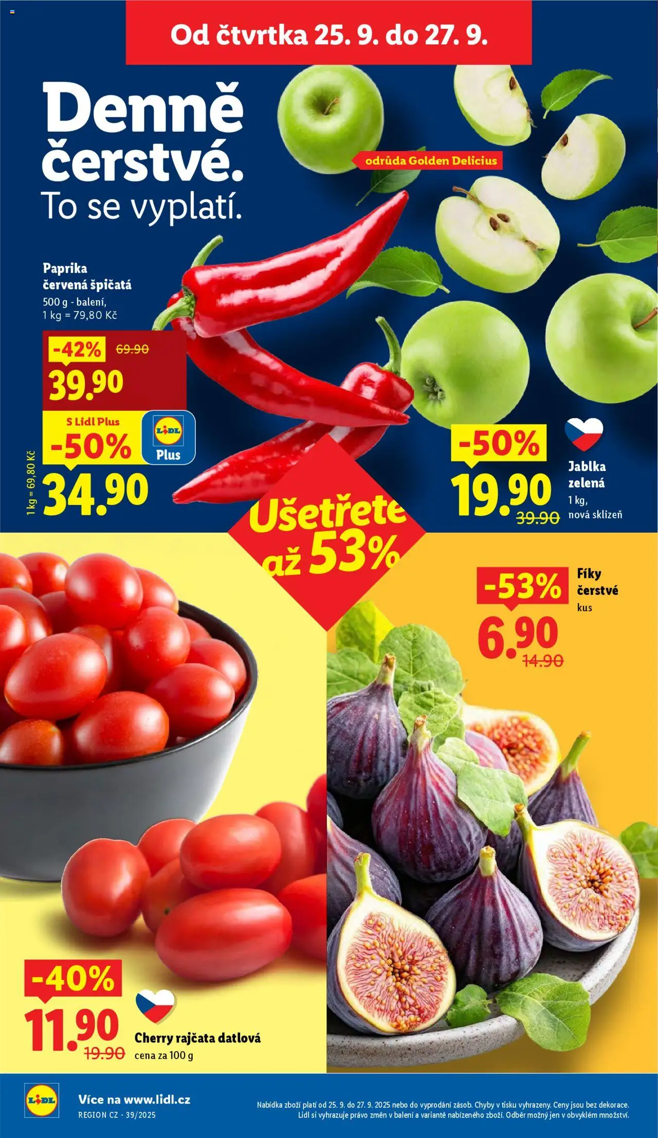 Lidl leták od 25.09.2025 | Strana: 12 | Produkty: Jablka, Rajčata, Cherry rajčata, Paprika červená