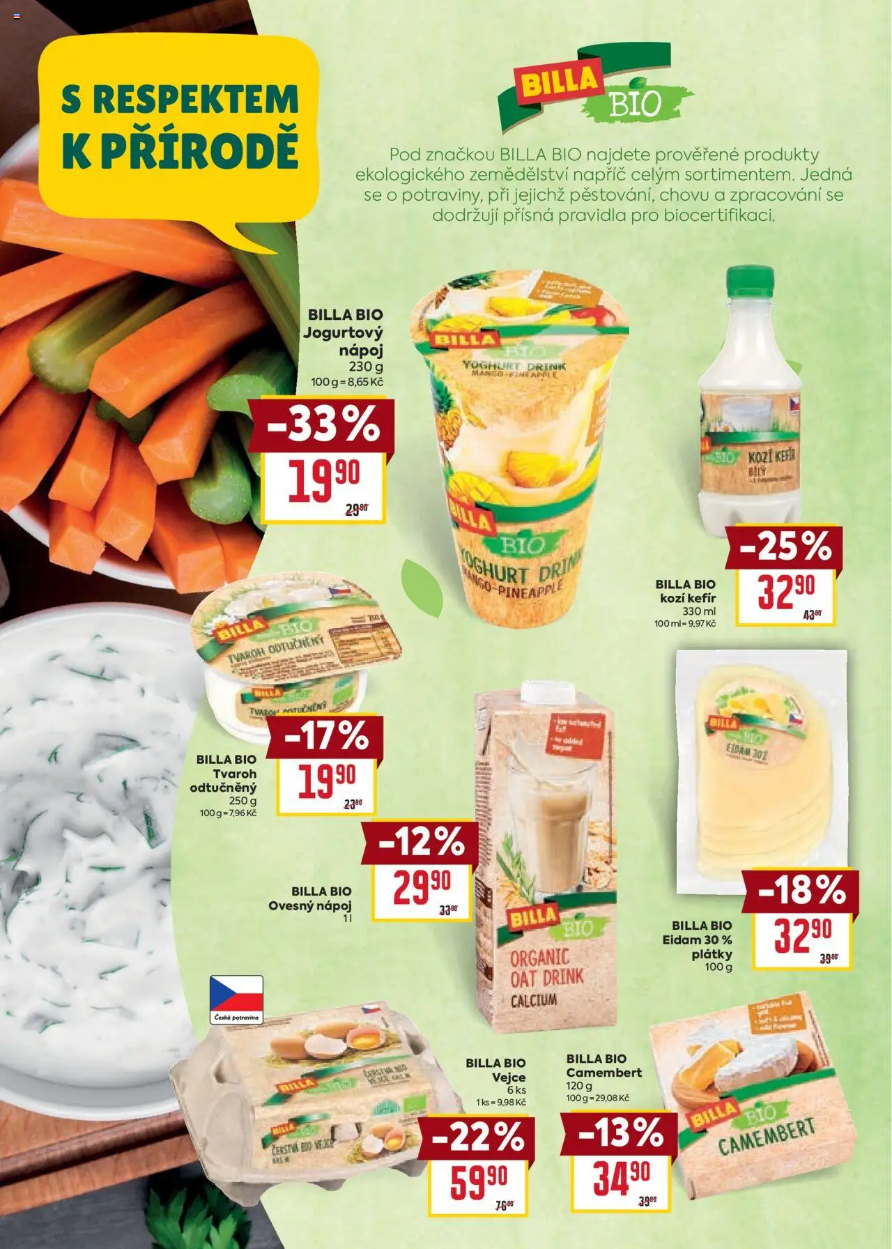 Billa leták - Bio od 01.09.2025 | Strana: 2 | Produkty: Mango, Eidam, Tvaroh odtučněný, Camembert