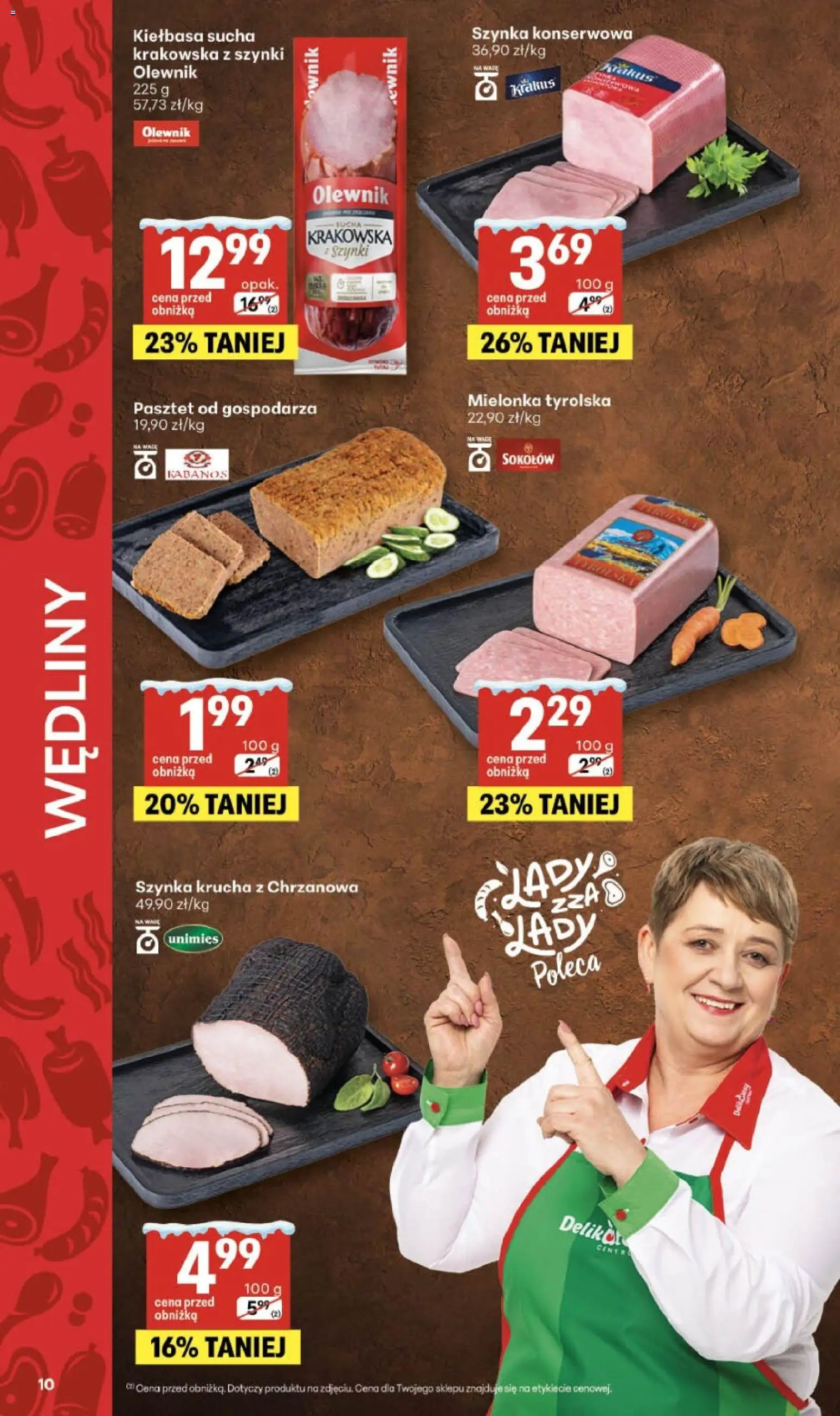 Delikatesy Centrum Gazetka od 22.01.2026 | Strona: 10 | Produkty: Kiełbasa, Mielonka tyrolska, Szynka, Wędliny