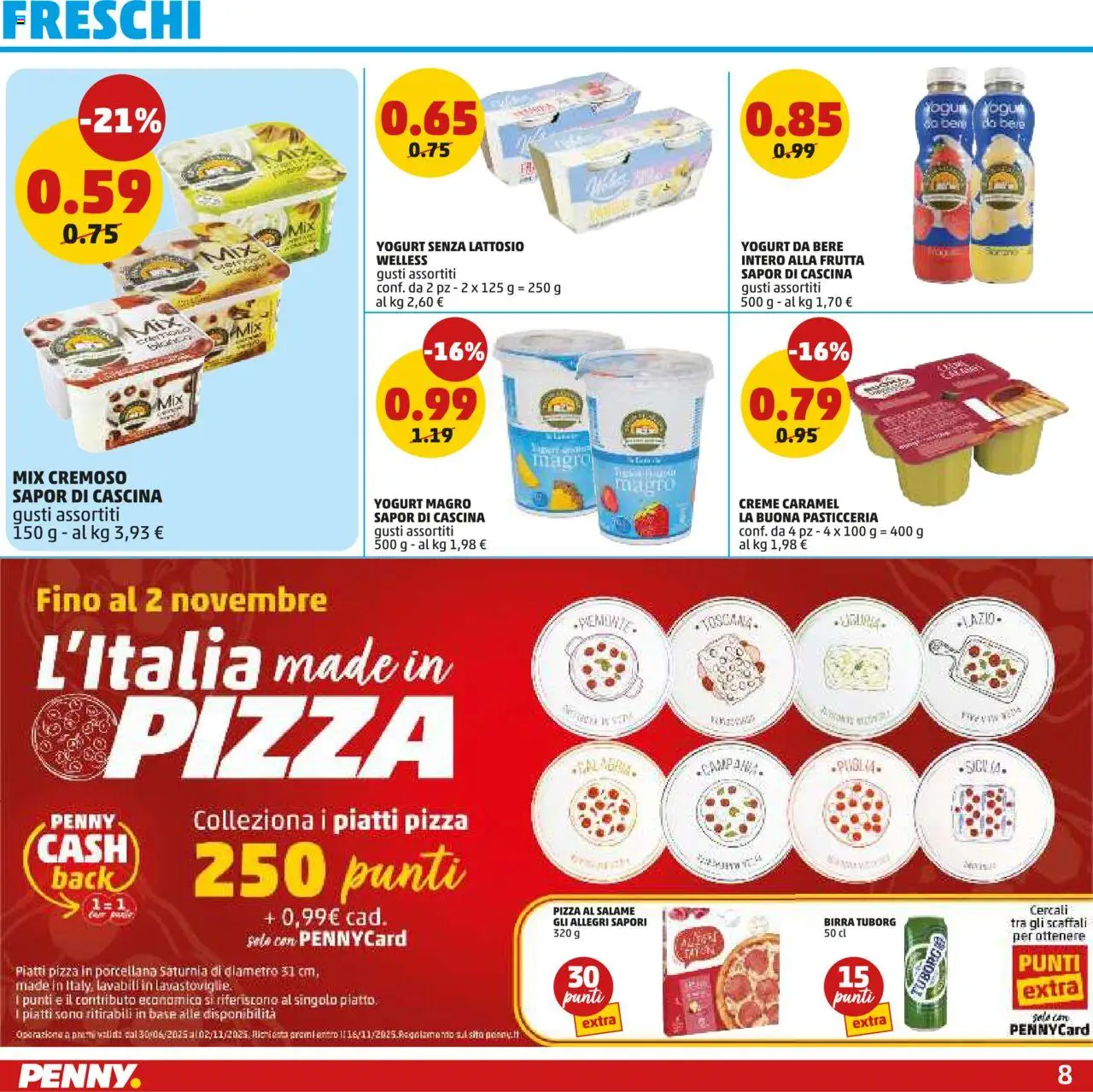 Volantino PENNY del 14.08.2025 | Pagina: 8 | Prodotti: Yogurt senza lattosio, Yogurt, Salame, Frutta