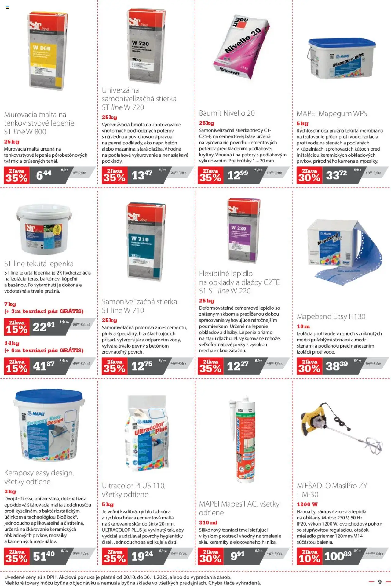 Nové STAVMAT STAVEBNINY akcie – leták je platný od 20.10.2025 | Strana: 9 | Produkty: Pás
