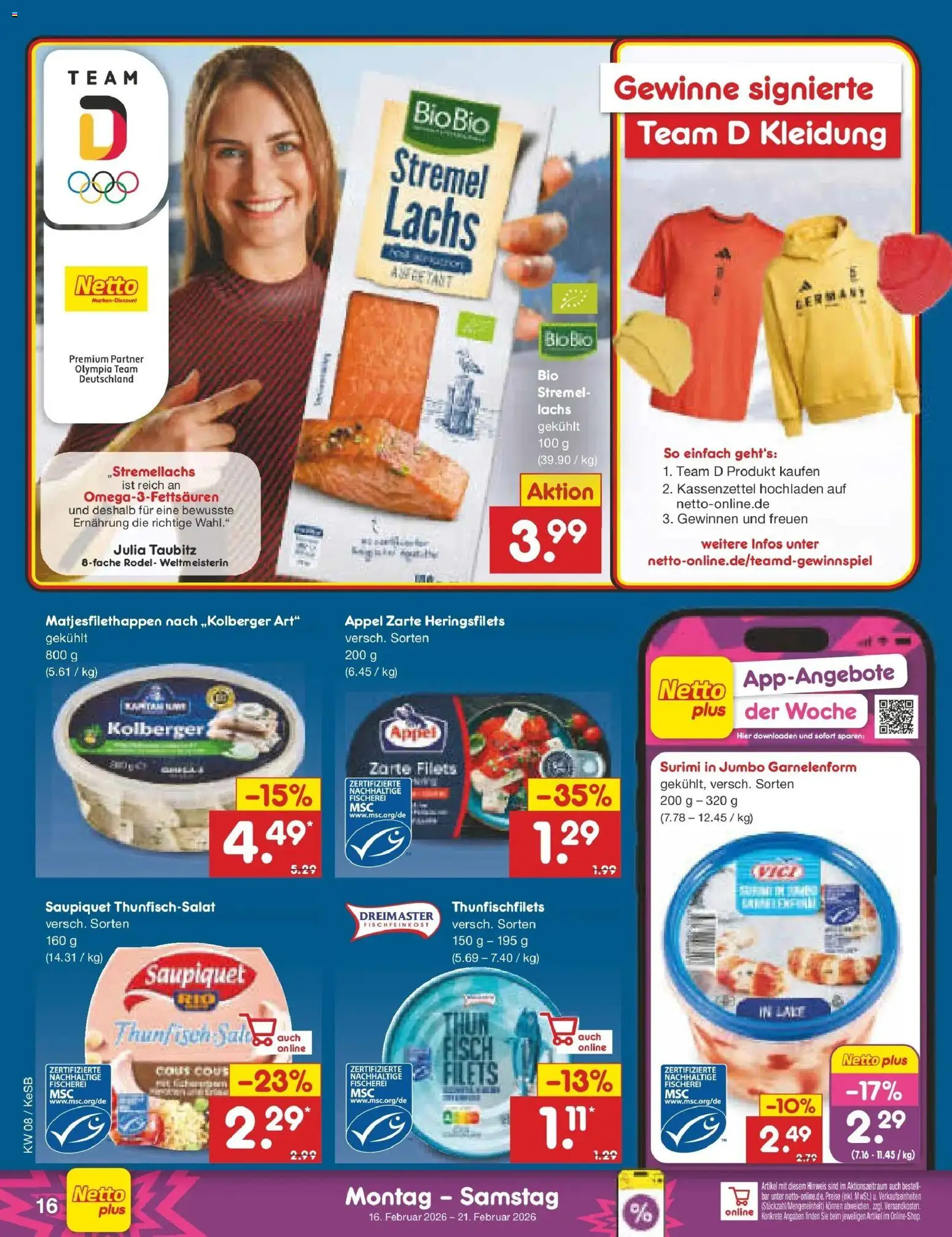 Netto Marken-Discount prospekt Kruft	 – gültig ab 16.02.2026 | Seite: 18 | Produkte: Thunfisch, Lachs