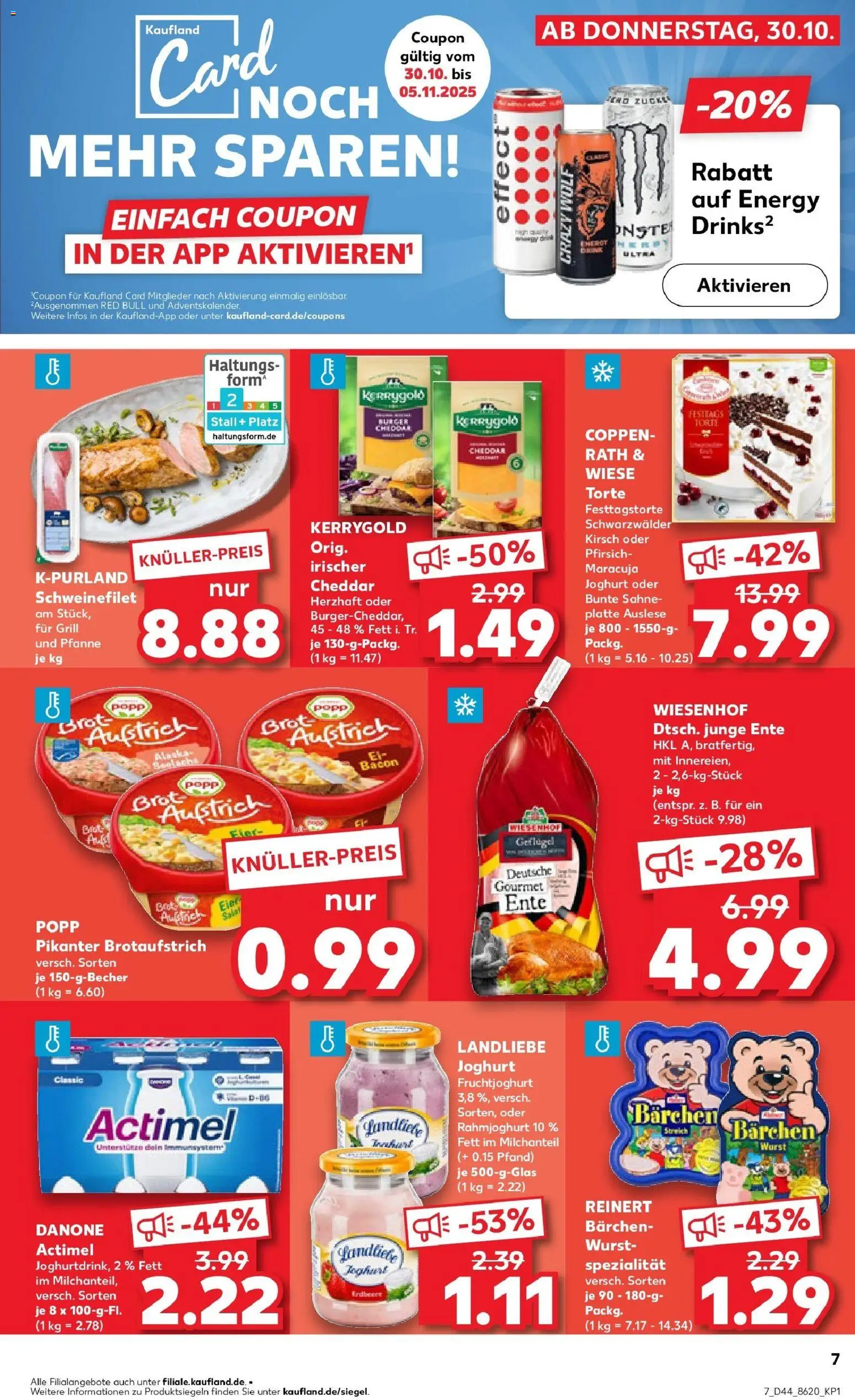 Kaufland prospekt Essen	 – gültig ab 30.10.2025 | Seite: 7 | Produkte: Red bull, Fruchtjoghurt, Schweinefilet, Brot