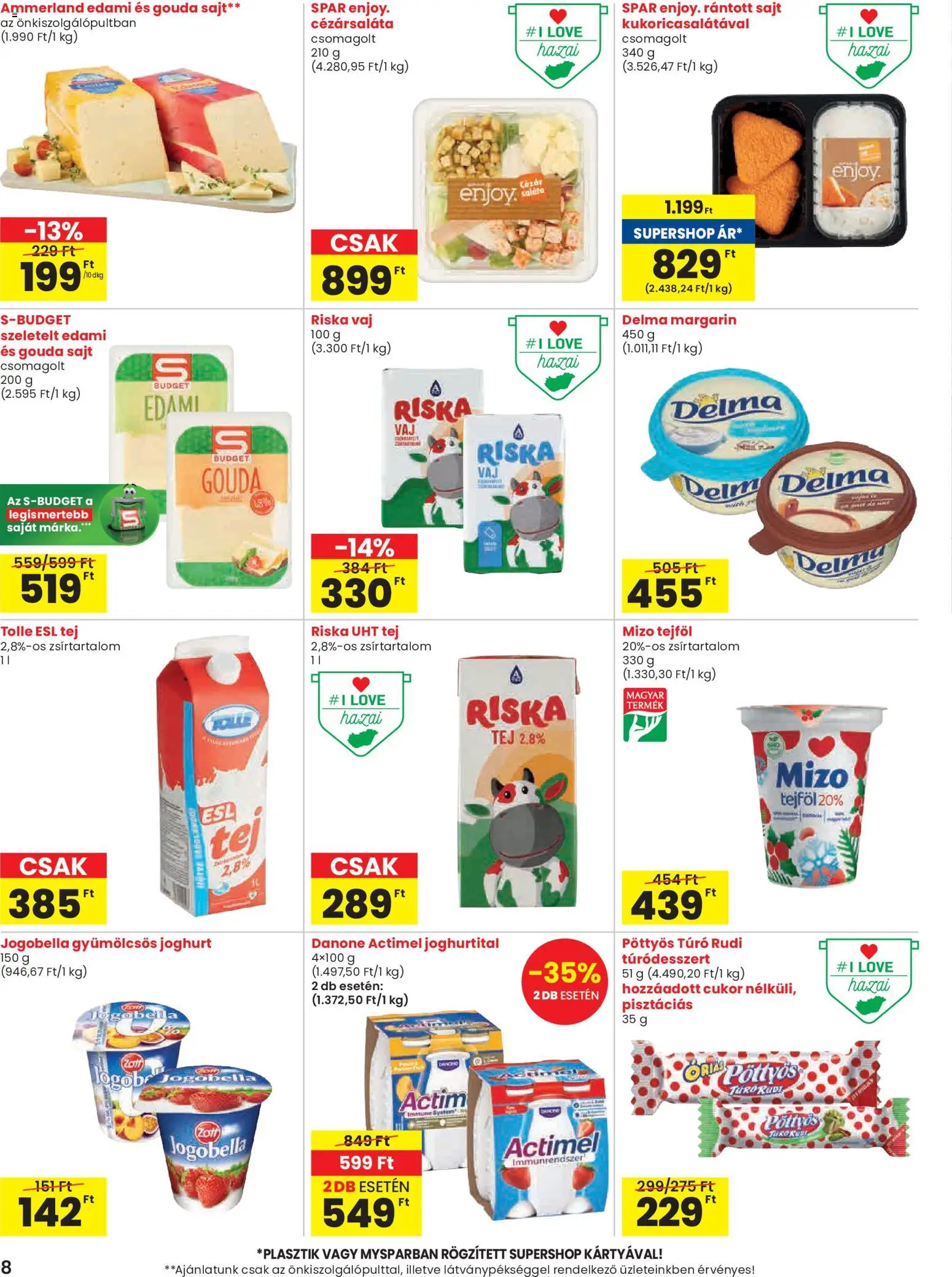 Spar akciós ujság - amely érvényes a következő dátumtól: 02.01.2026 | Oldal: 8 | Termékek: Túró rudi, Tej, Vaj, Joghurt