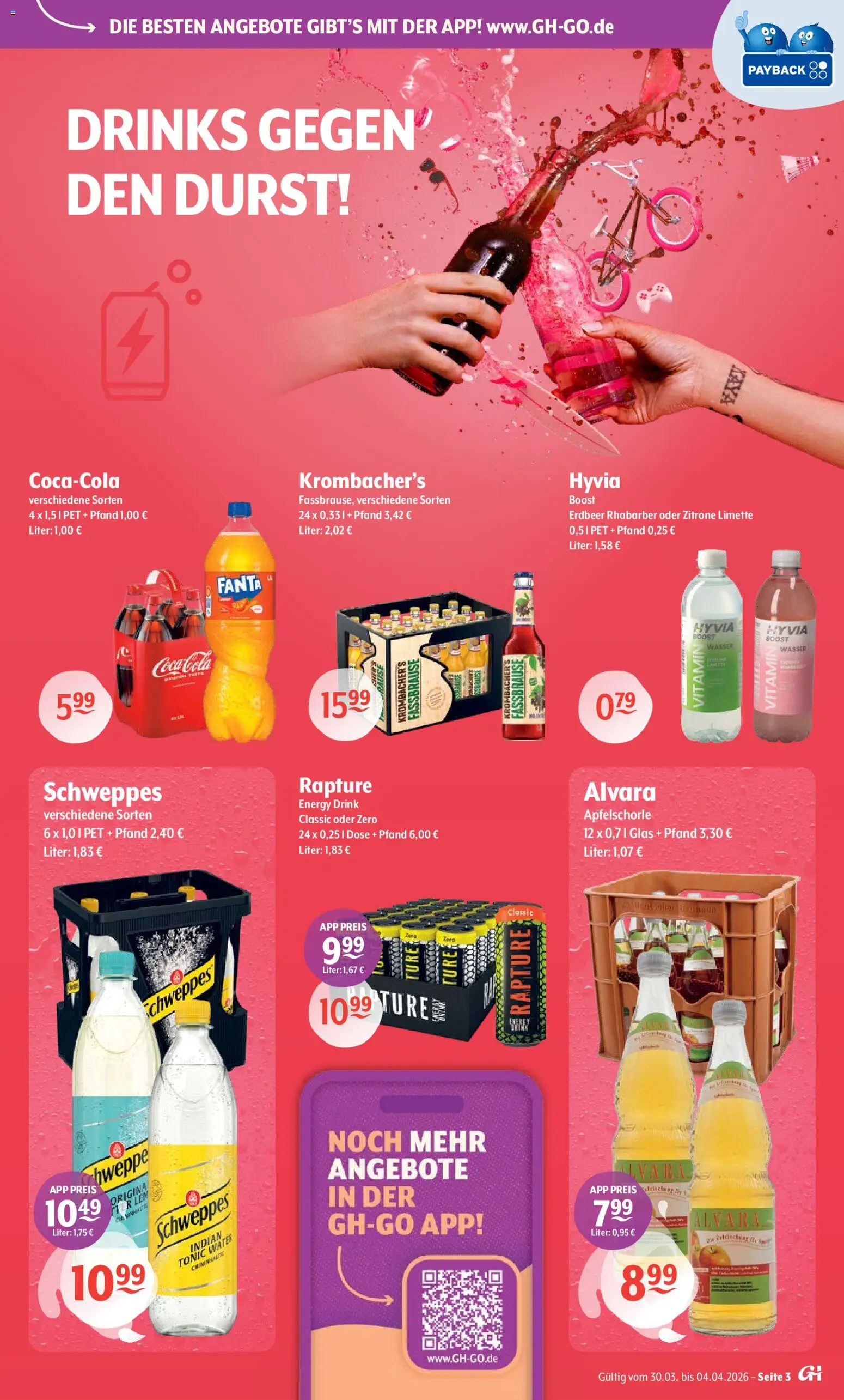 Trink und Spare Prospekt 	 – gültig ab 30.03.2026 | Seite: 3 | Produkte: Energy, Schweppes, Zitrone, Fassbrause