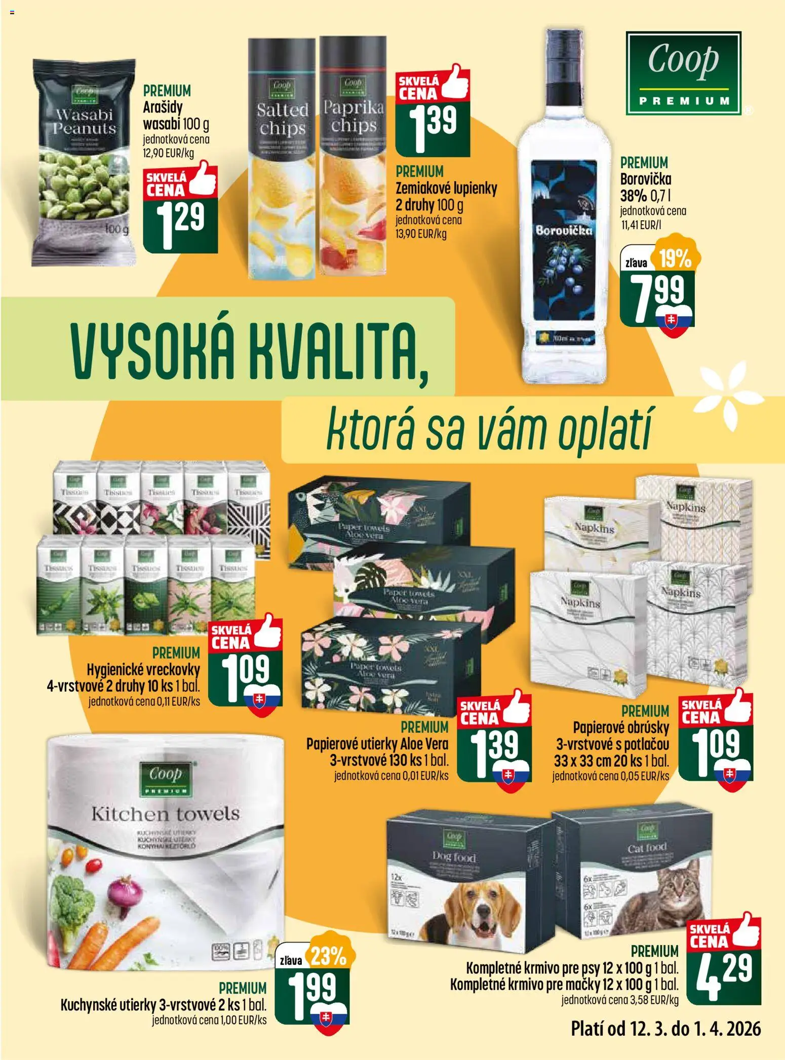 Nové COOP Jednota akcie – leták je platný od 12.03.2026 | Strana: 5 | Produkty: Paprika, Borovička, Arašidy