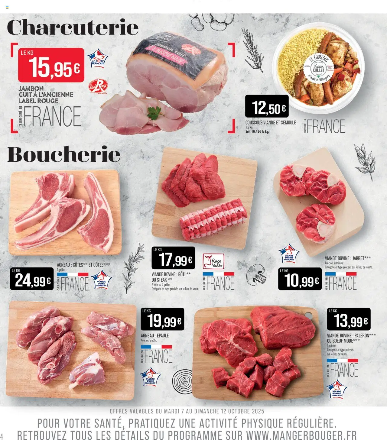 {H1} | Page: 4 | Produits: Agneau, Semoule, Jambon, Viande