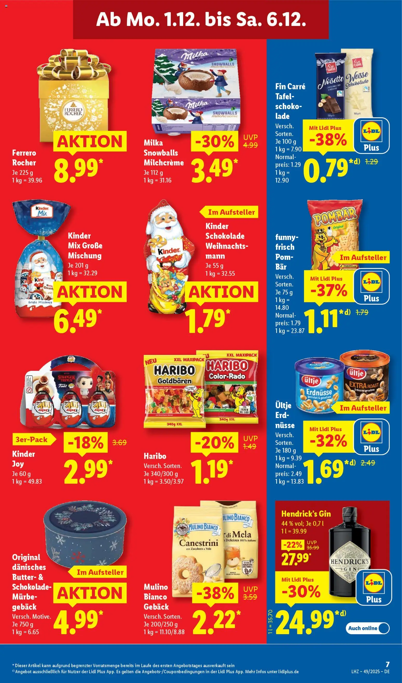 Lidl - Prospekt – gültig ab 01.12.2025 | Seite: 13 | Produkte: Butter, Schokolade, Milka, Gin