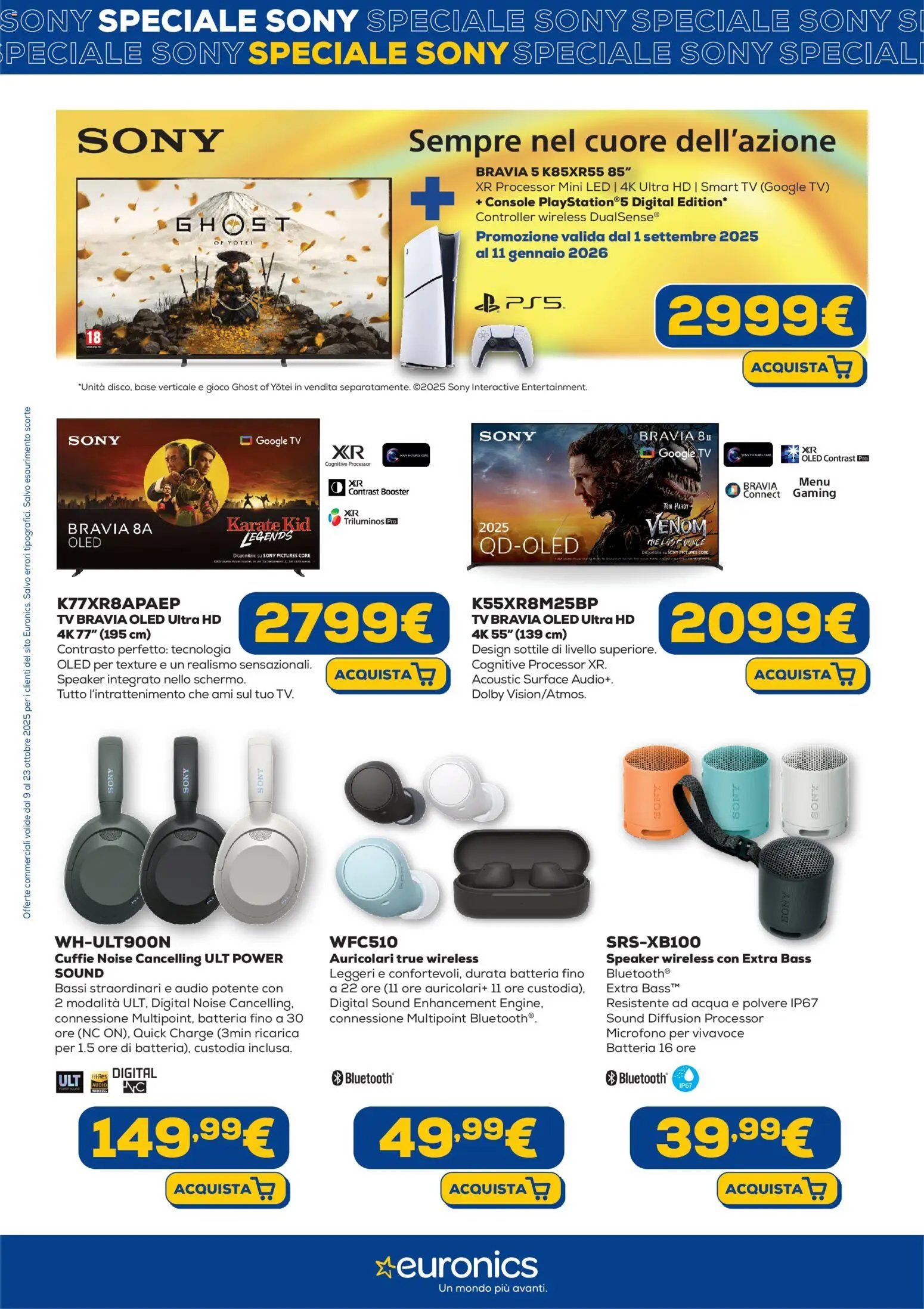 Volantino Euronics del 09.10.2025 | Pagina: 2 | Prodotti: Schermo, smart TV, Microfono, Batteria