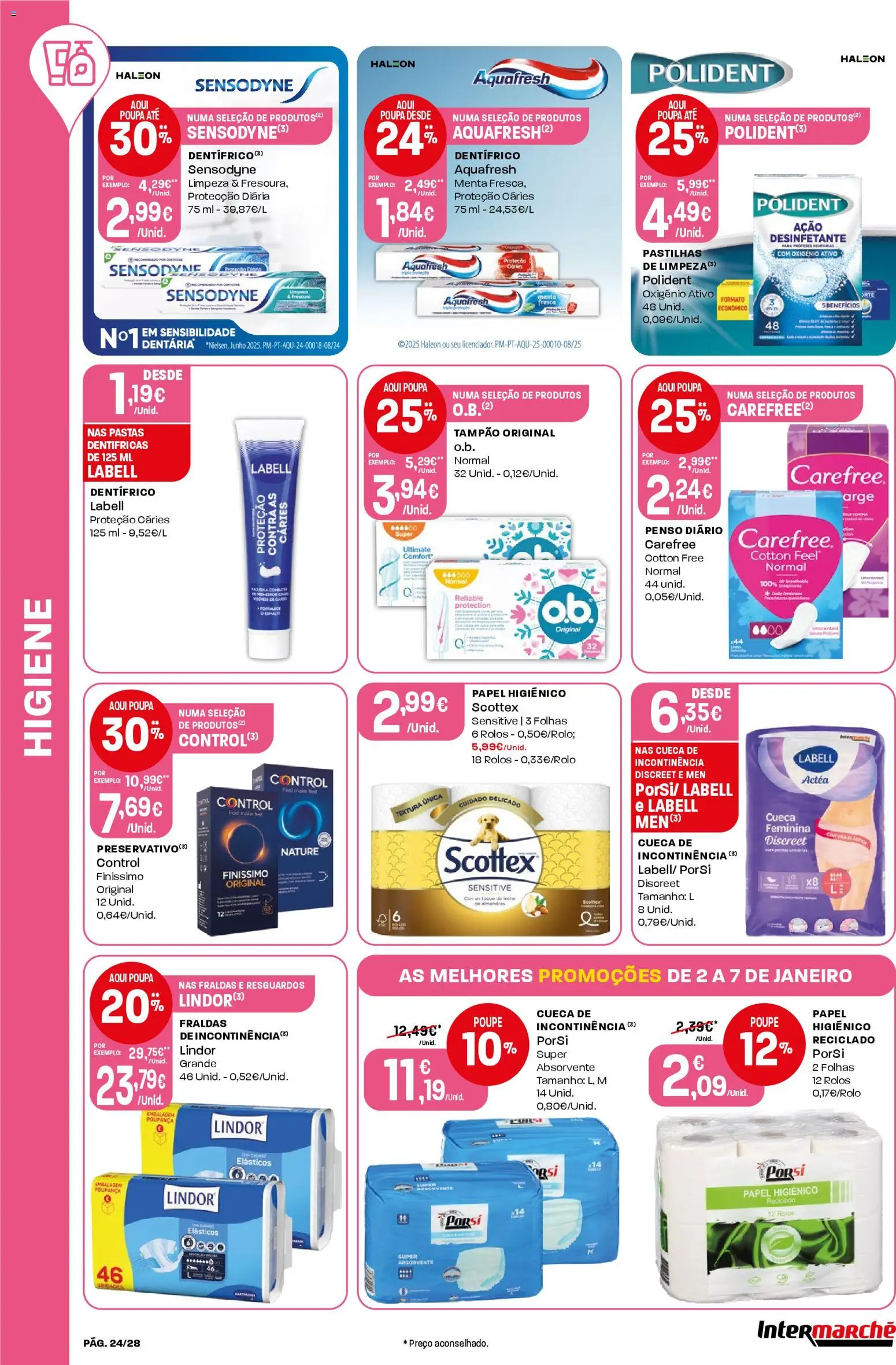 Intermarché folheto │ válido de 02.01.2026 | Página: 24 | Produtos: Papel higiénico, Fraldas