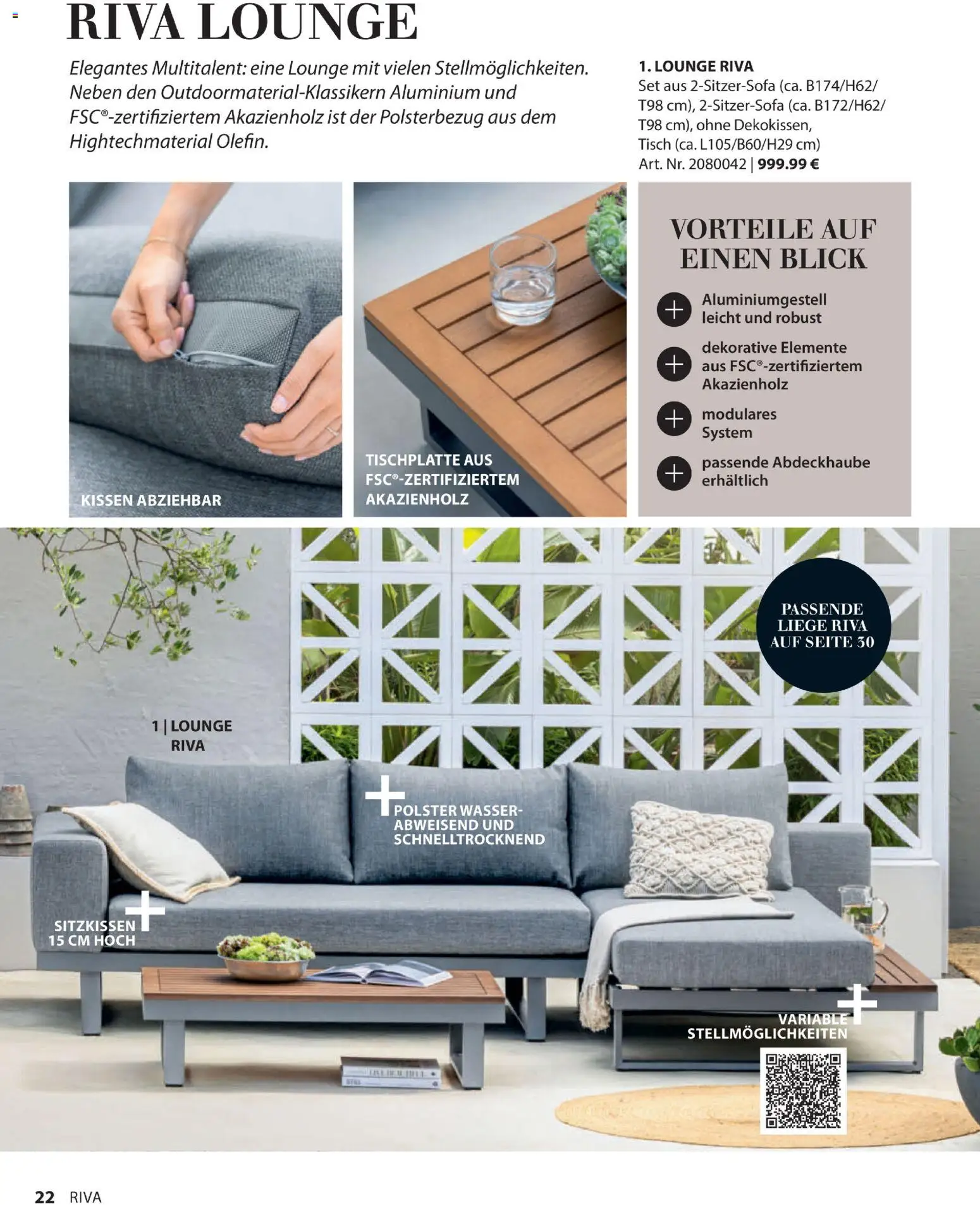 Dehner Gartenmöbel Trends 2026 – gültig ab 29.01.2026 | Seite: 22 | Produkte: Kissen, Tisch, Liege, Wasser