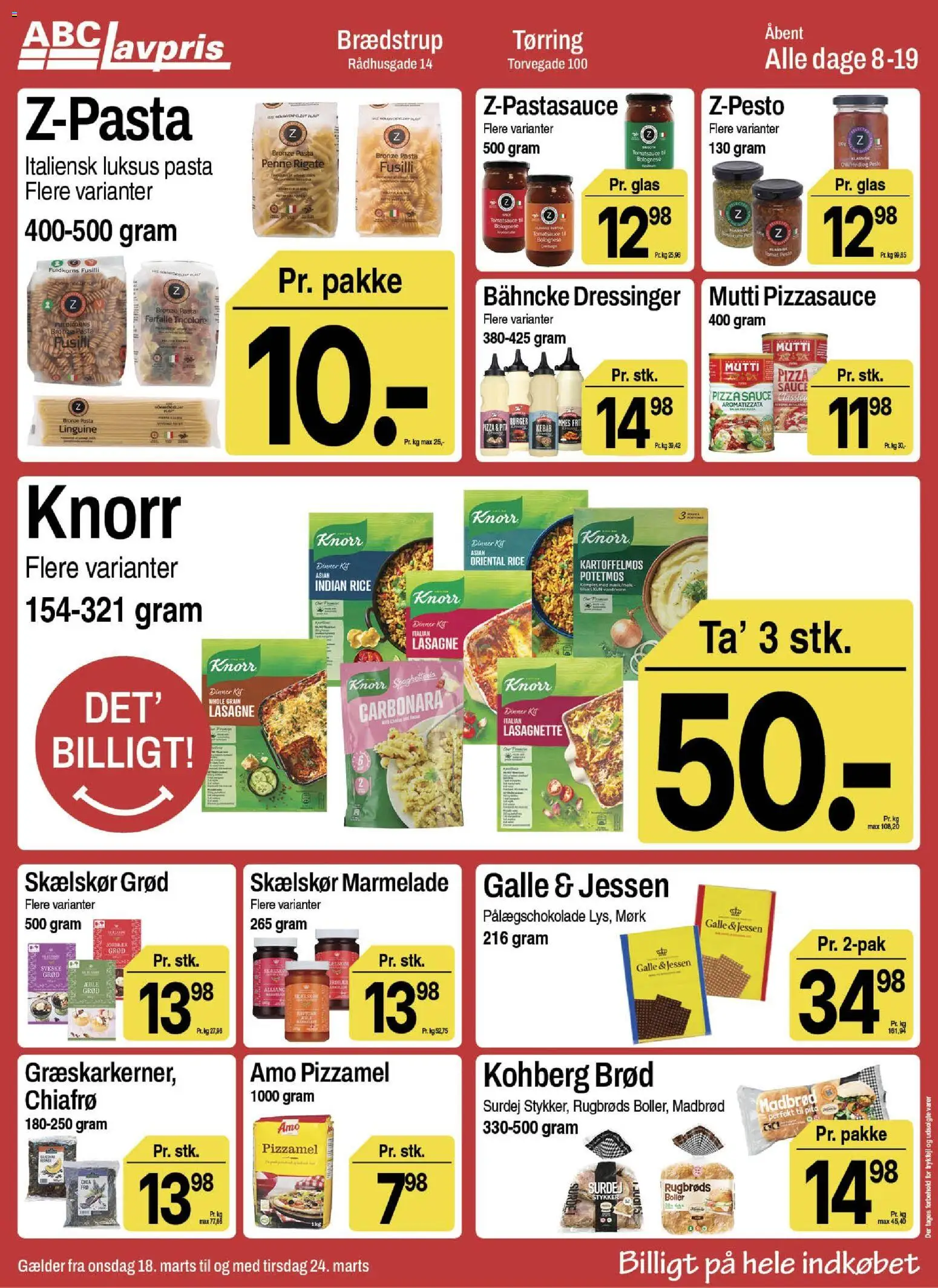 Abc Lavpris tilbudsavis – gyldig fra 18.03.2026 | Side: 8 | Produkter: Pasta, Pizzamel, Kebab, Marmelade