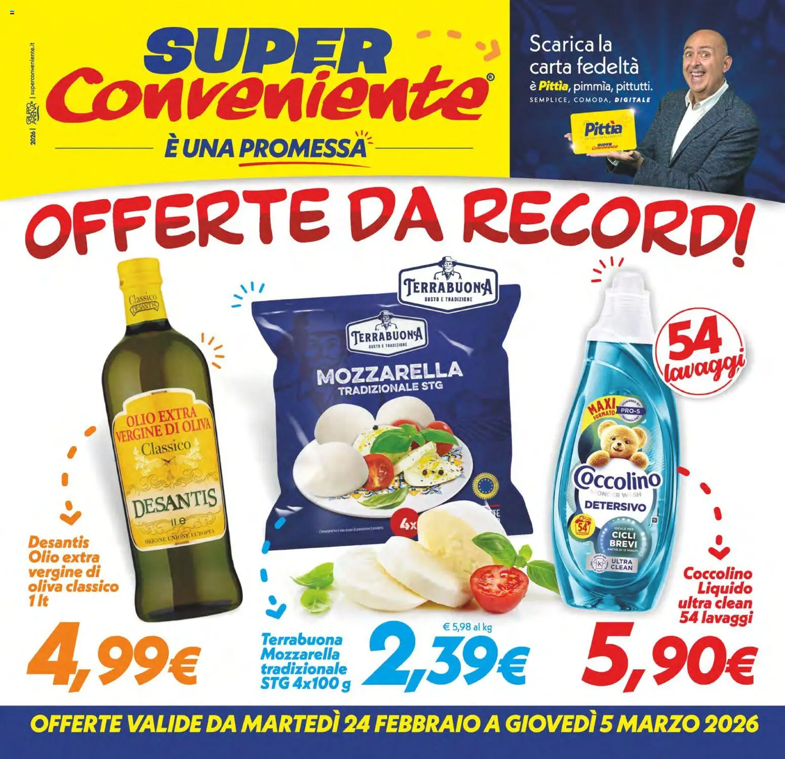 Volantino SuperConveniente del 24.02.2026 | Pagina: 1 | Prodotti: Mozzarella, Olio