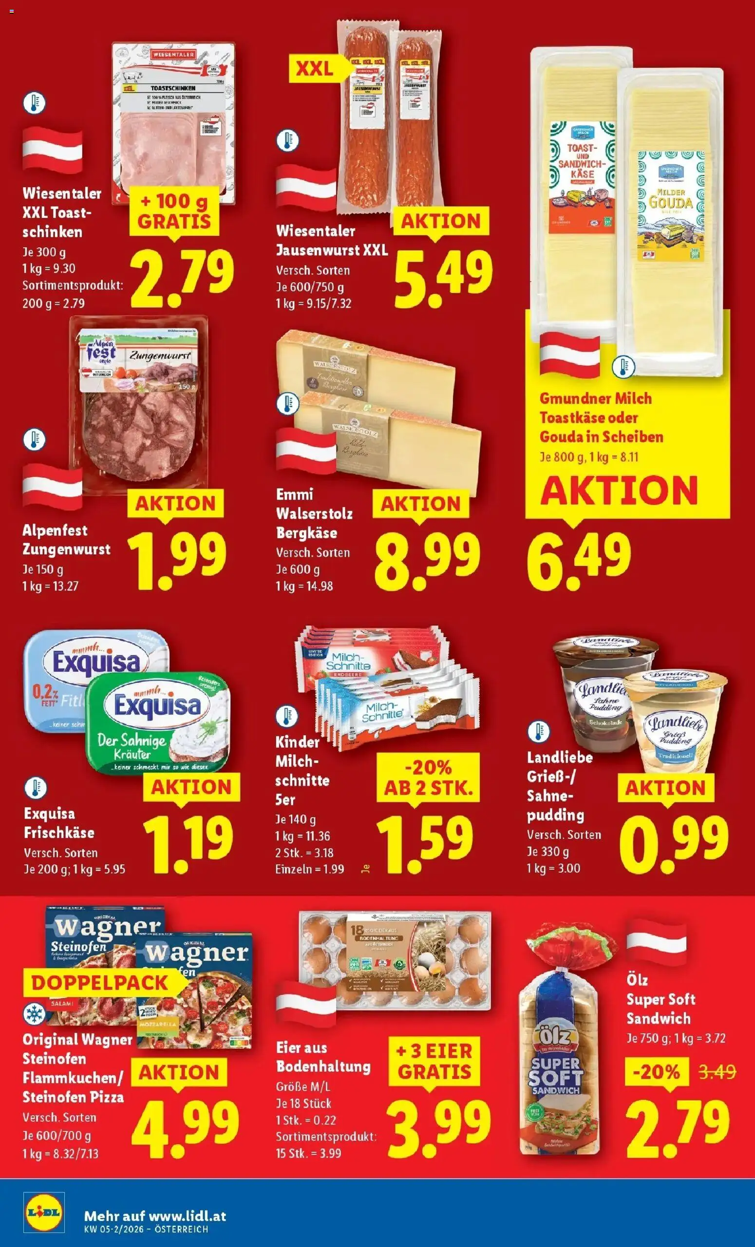 Lidl Flugblatt - St. Pölten, Klosterneuburg, Mödling gültig ab 29.01.2026 | Seite: 10 | Produkte: Milch, Käse, Salami, Pizza