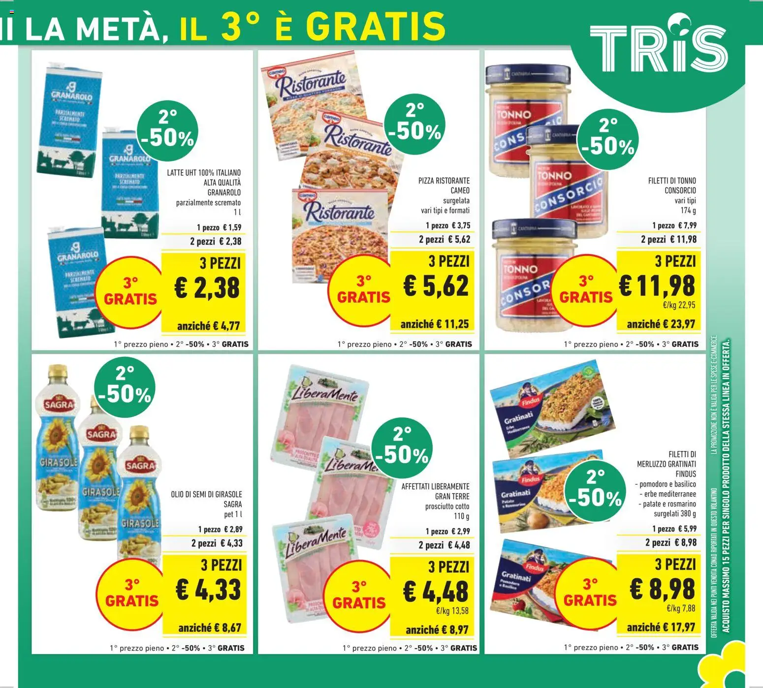 Volantino Conad del 08.04.2026 | Pagina: 3 | Prodotti: Pomodoro, Latte, Prosciutto, Olio di semi di girasole