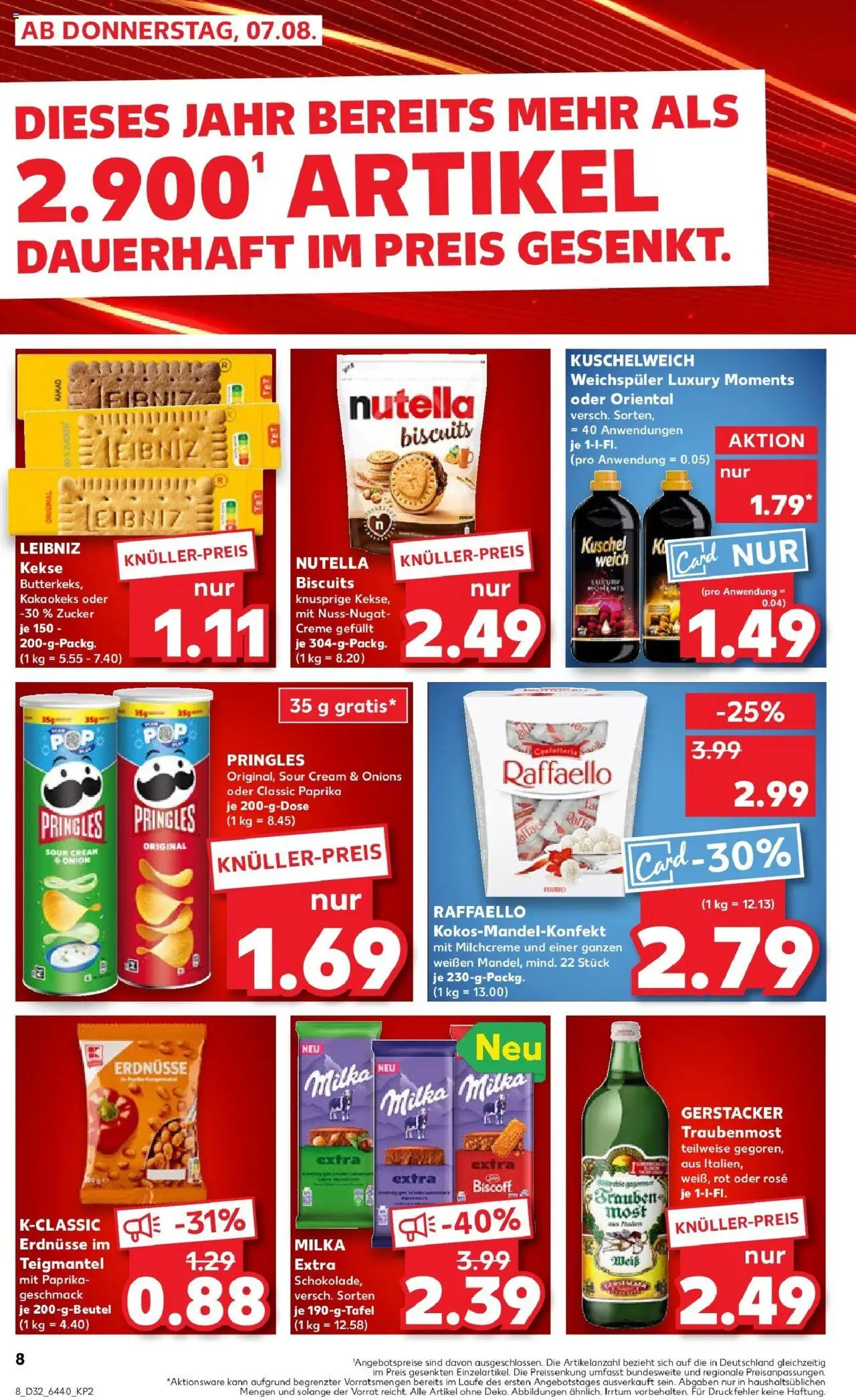 Kaufland prospekt Wetzlar	 – gültig ab 07.08.2025 | Seite: 8 | Produkte: Raffaello, Kuschelweich, Zucker, Kekse
