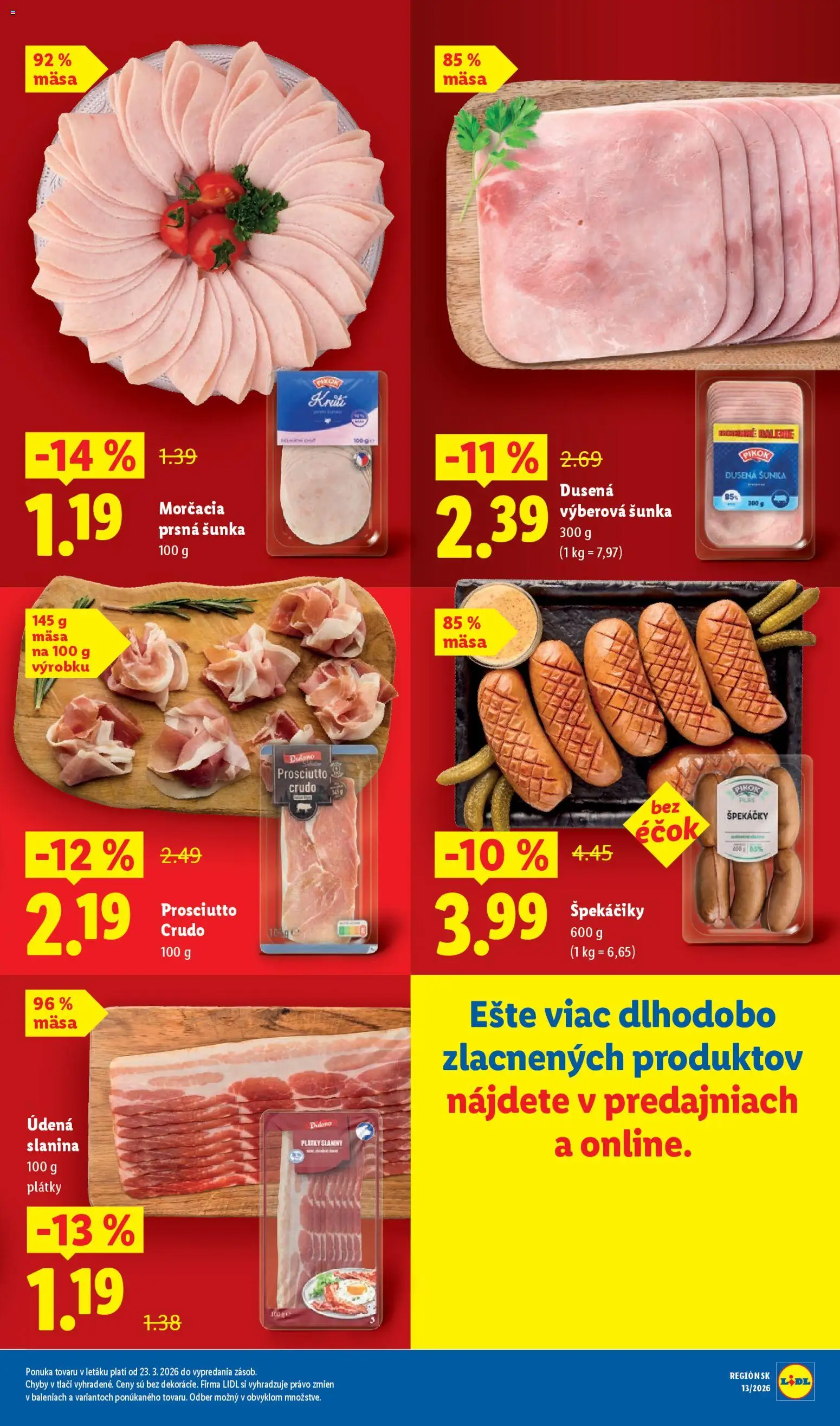 Nové Lidl akcie – leták je platný od 23.03.2026 | Strana: 5 | Produkty: Šunka, Slanina