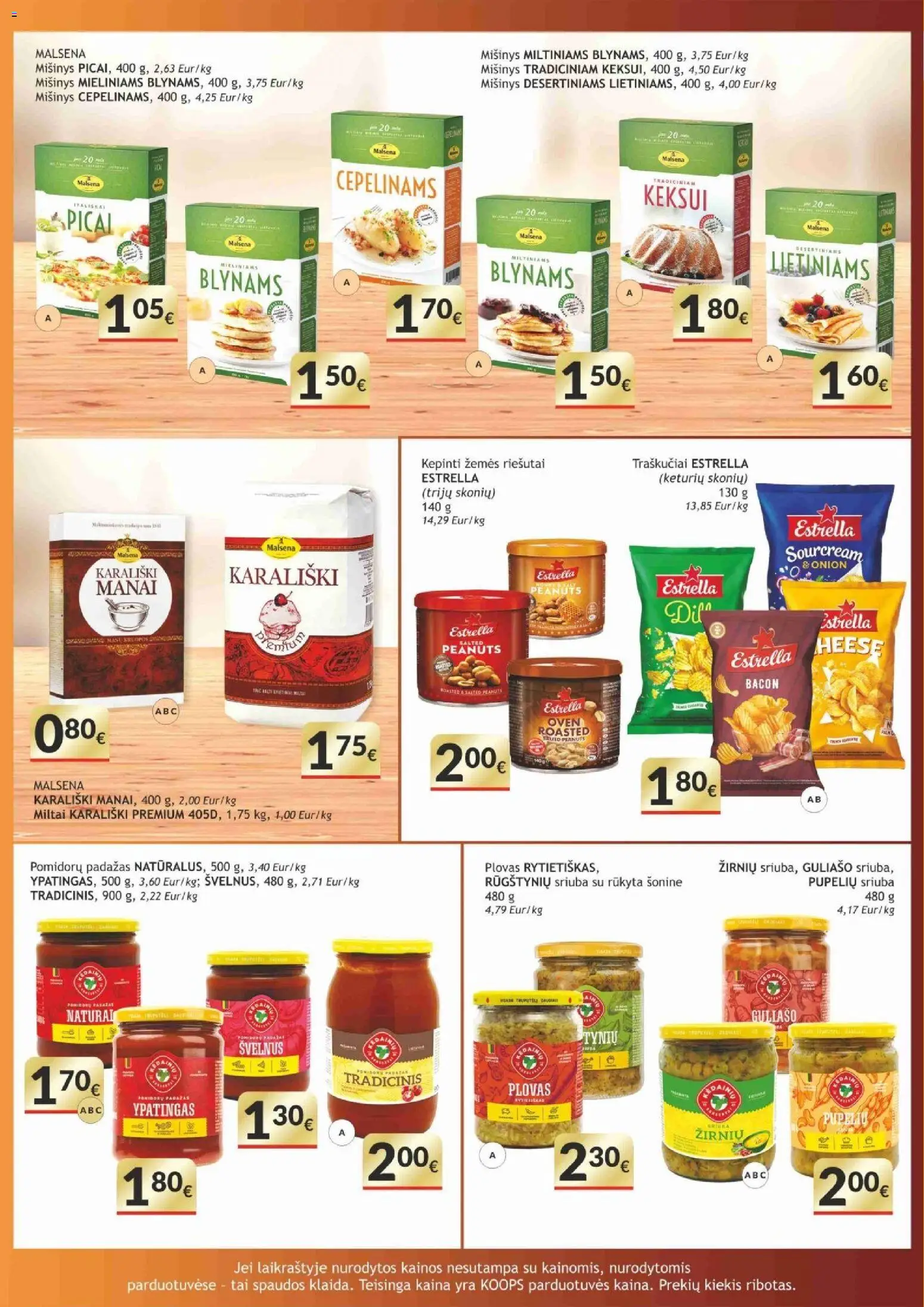 Koops akcijos nuo 20.04.2026 | Puslapis: 18 | Prekių: Pomidorų padažas, Miltai, Padažas, Traškučiai