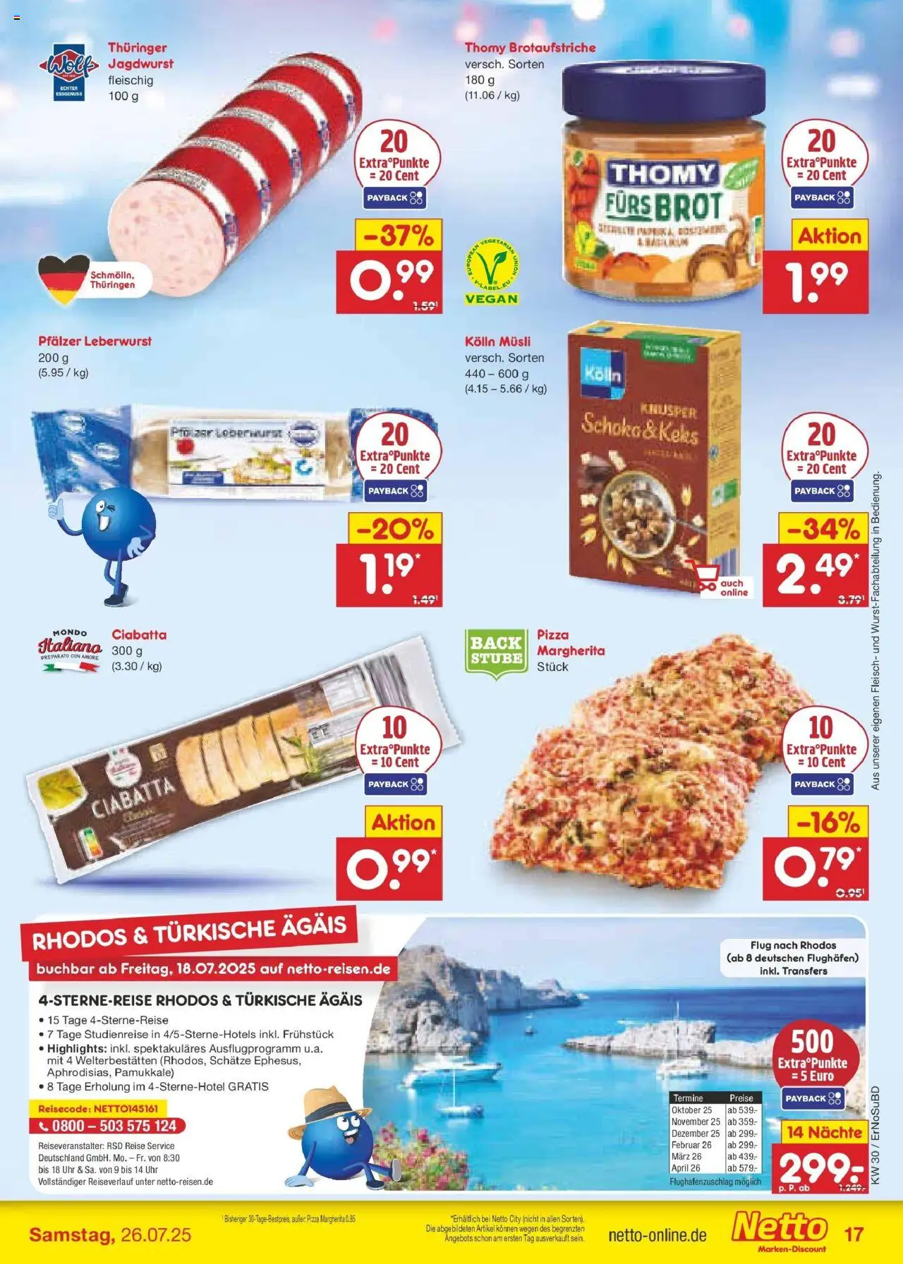Netto Marken-Discount prospekt Jena-Lobeda	 - gültig ab dem 21.07.2025 | Seite: 23 | Produkte: Kolln musli, Pizza, Fleisch, Uhr