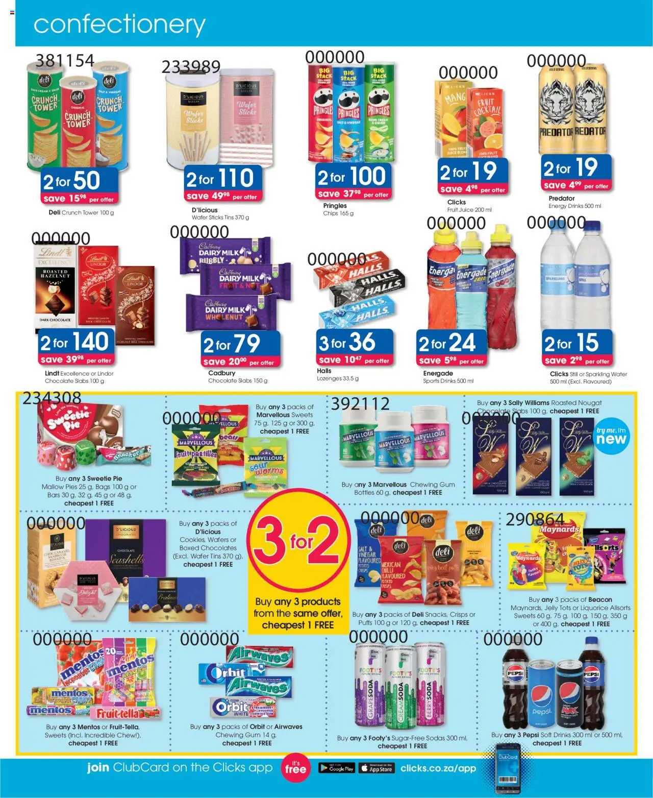 New Clicks catalogue – valid from 09.09.2025 | Page: 46 | Products: Sweets, Milk, Chips, Fruit