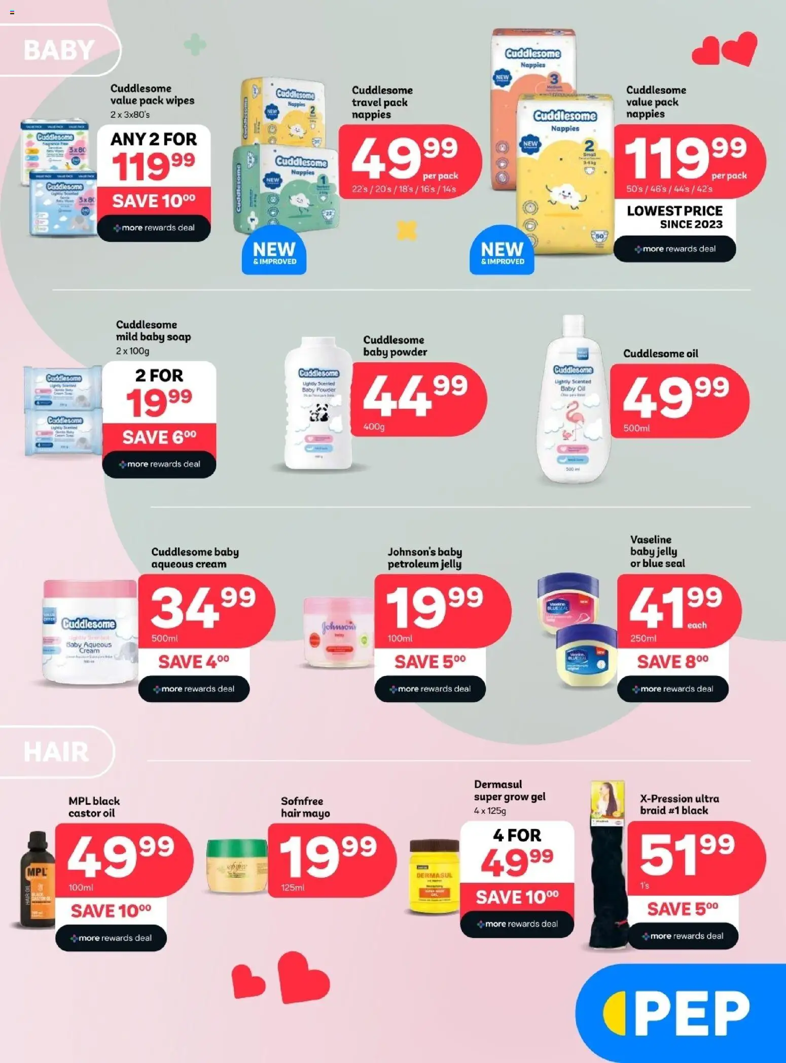 New PEP Stores catalogue – valid from 27.01.2026 | Page: 3 | Products: Oil, Hair oil, Soap, Nappies