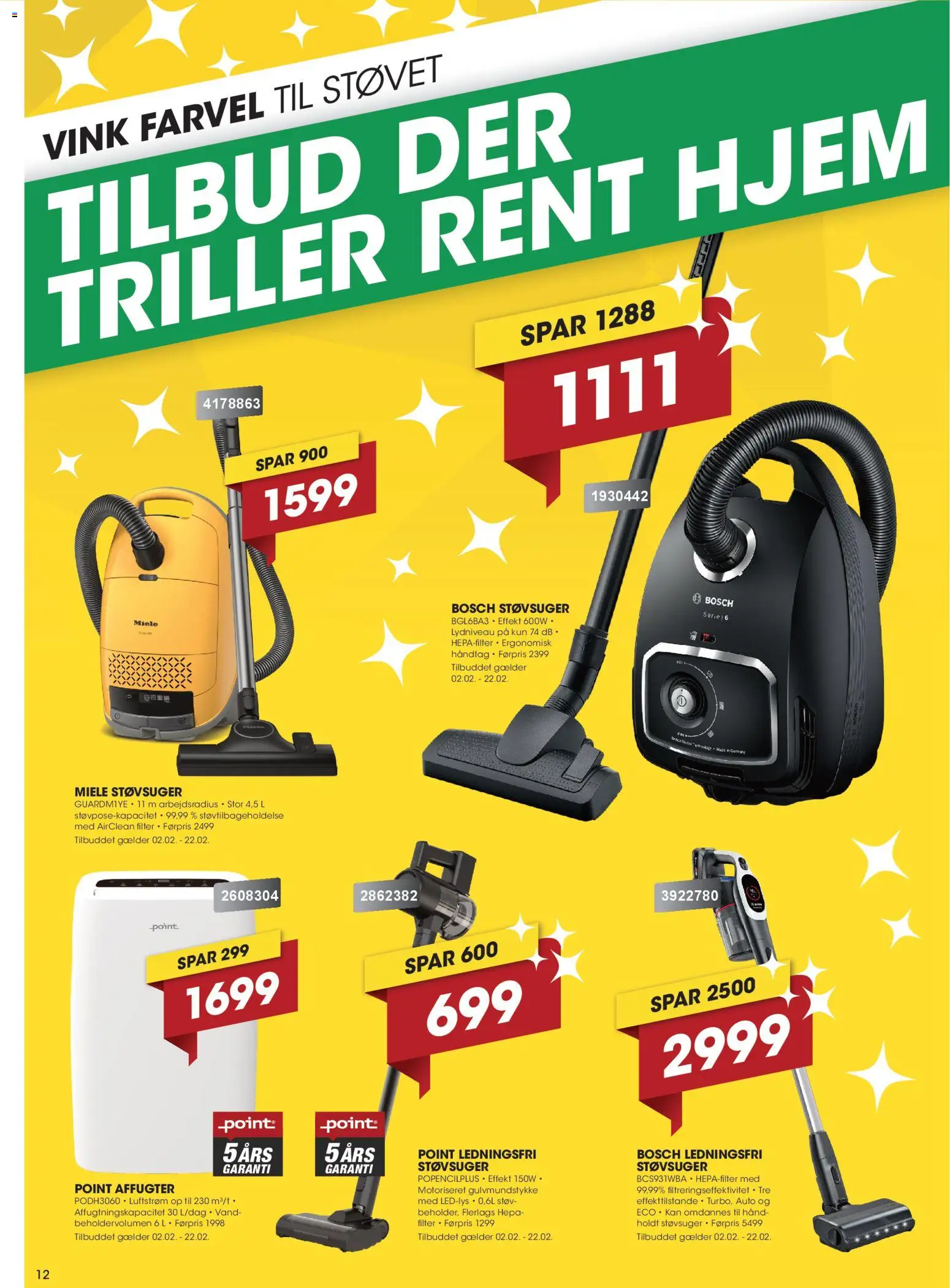 Punkt1 tilbudsavis – gyldig fra 02.02.2026 | Side: 12 | Produkter: Støvsuger