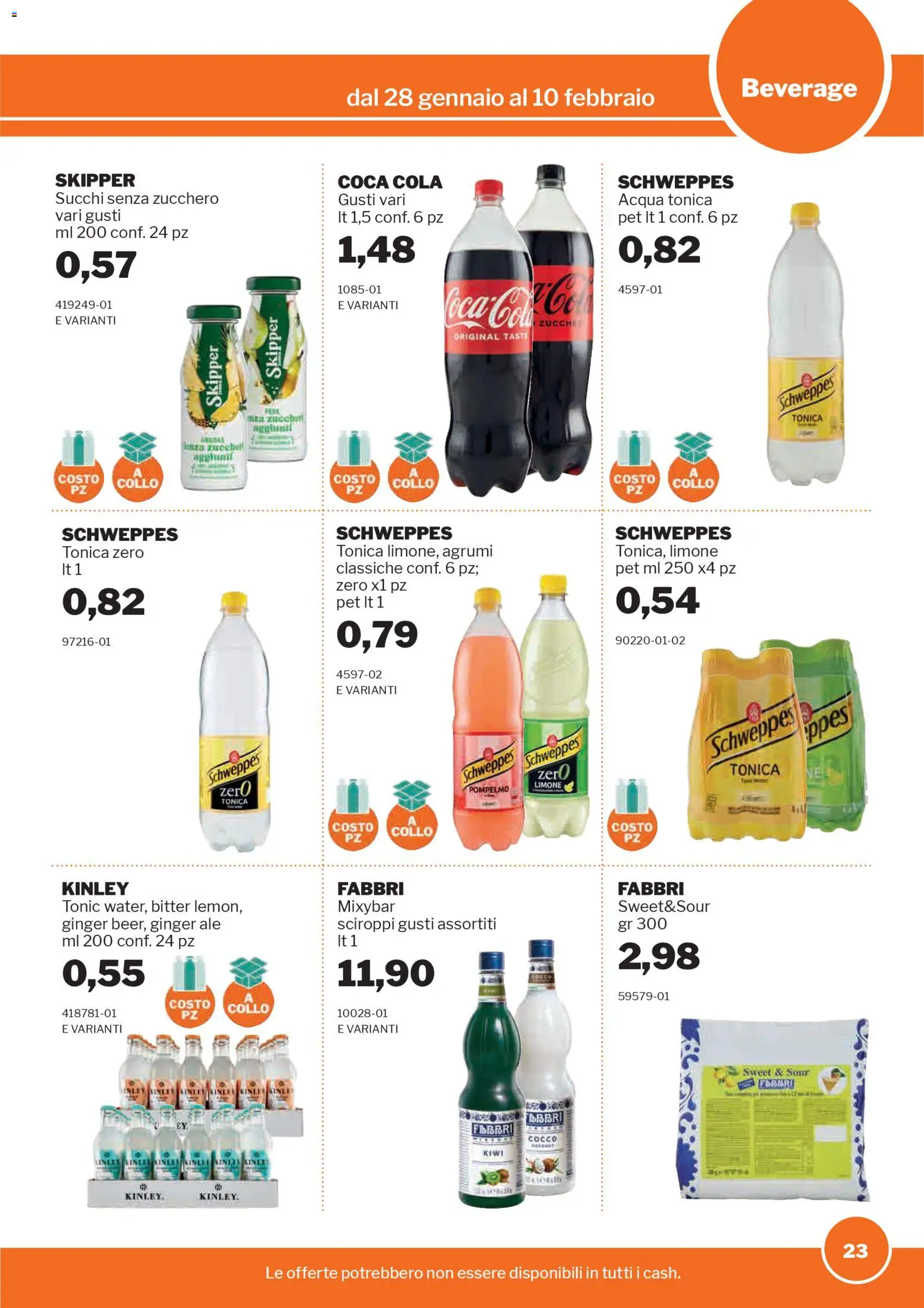 Volantino Sogegross del 28.01.2026 | Pagina: 23 | Prodotti: Acqua tonica, Kiwi, Limone, Cocco