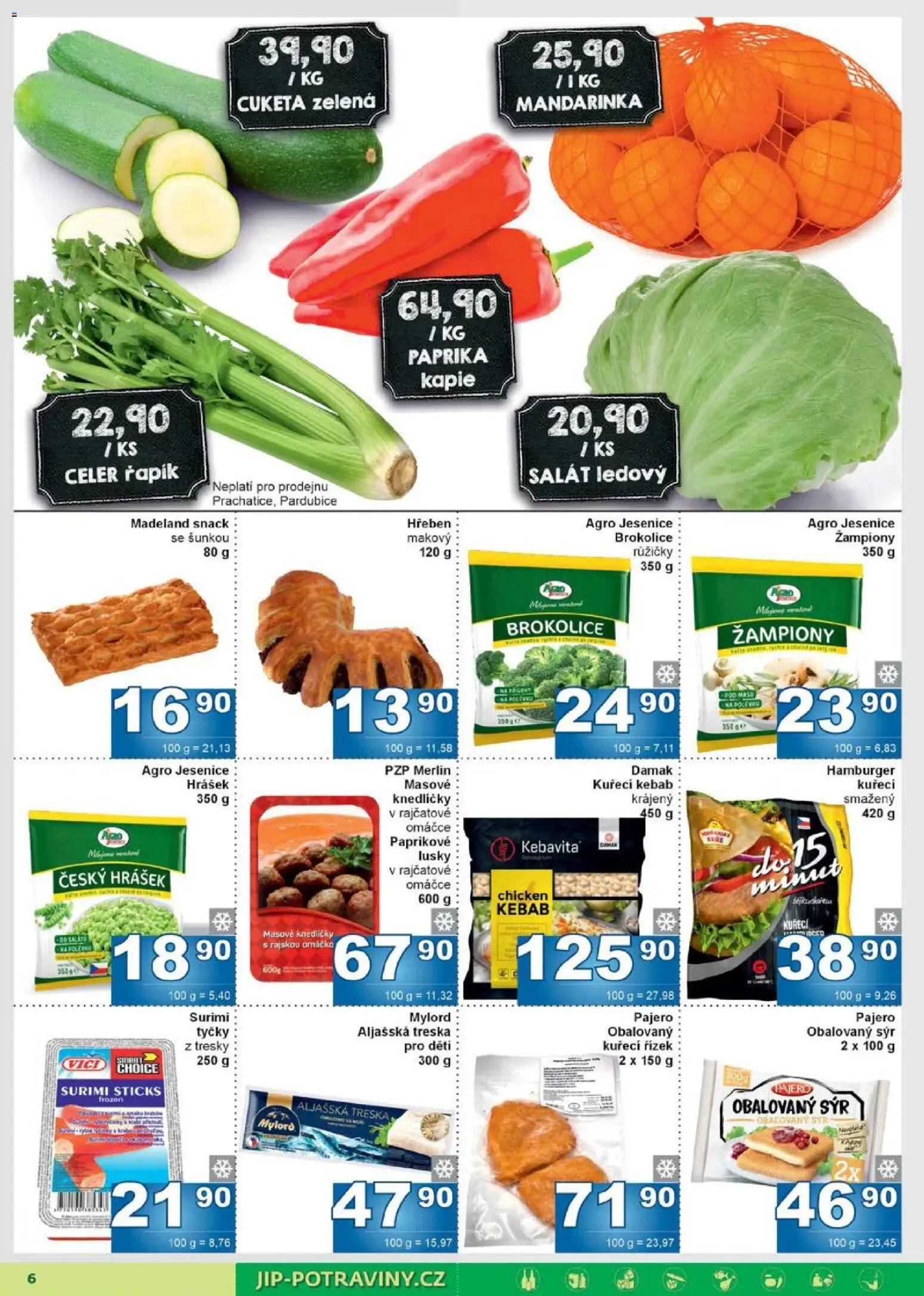 Jip leták od 11.03.2026 | Strana: 6 | Produkty: Sýr, Brokolice, Surimi, Hrášek