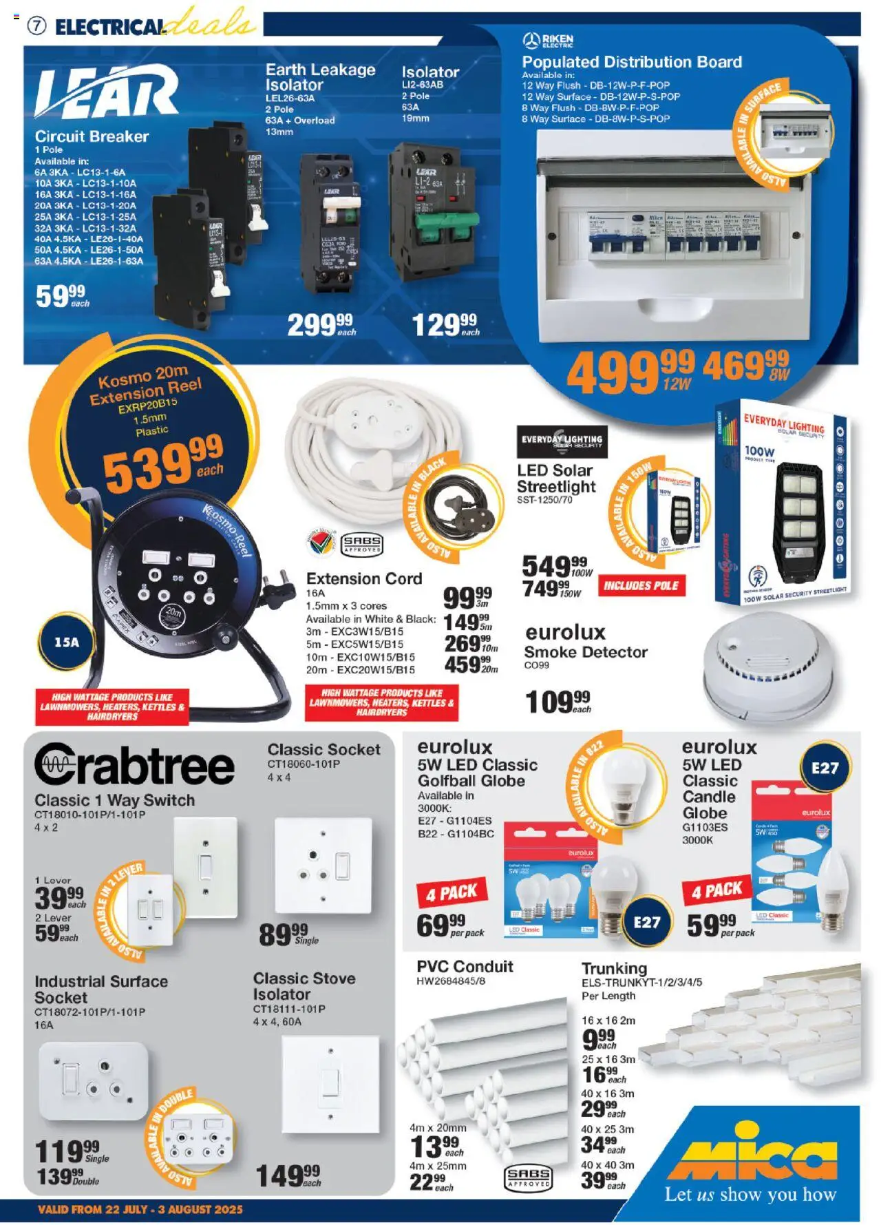 MICA National Leaflet │ valid from 22.07.2025 | Page: 7 | Products: Globe, Stove, Socket, Switch
