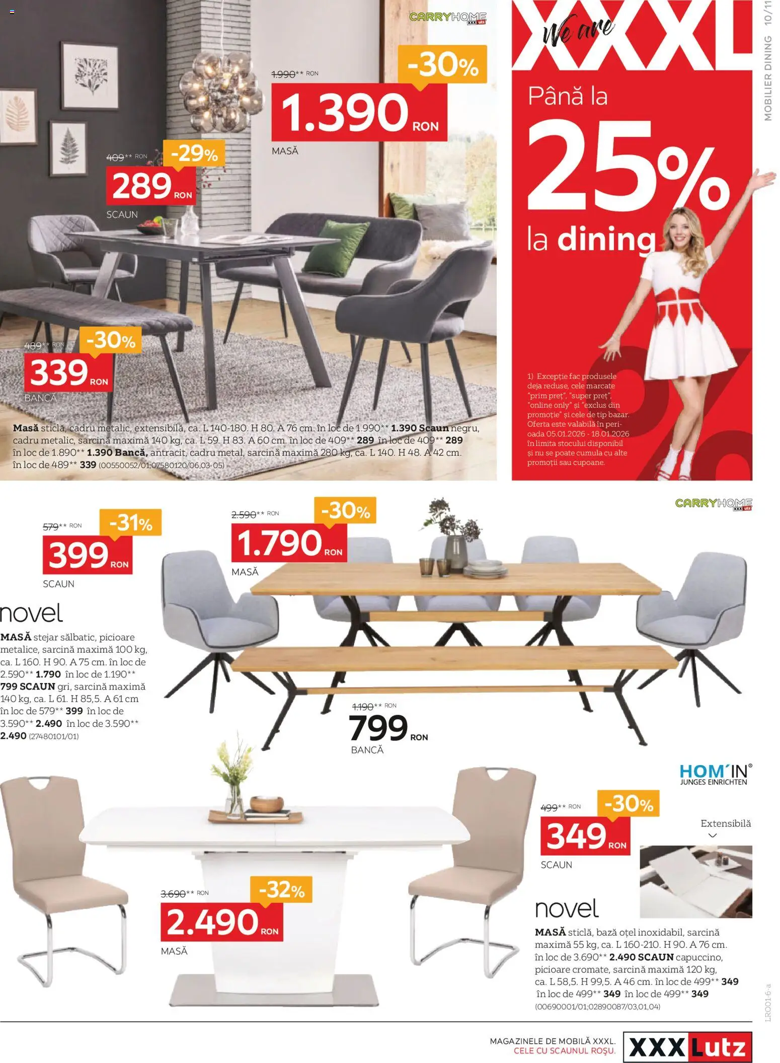 Noul catalog XXXLutz – valabil de la 05.01.2026 | Pagină: 11 | Produse: Masă, Scaun, Bancă