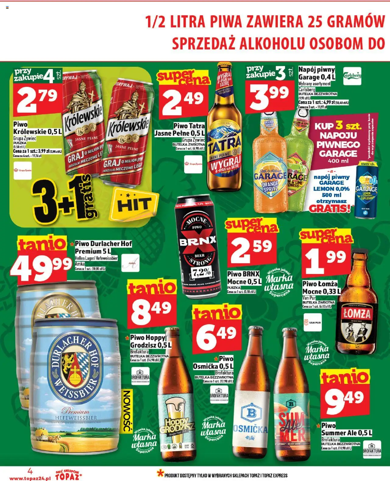 Topaz Gazetka od 07.08.2025 | Strona: 4 | Produkty: Piwo