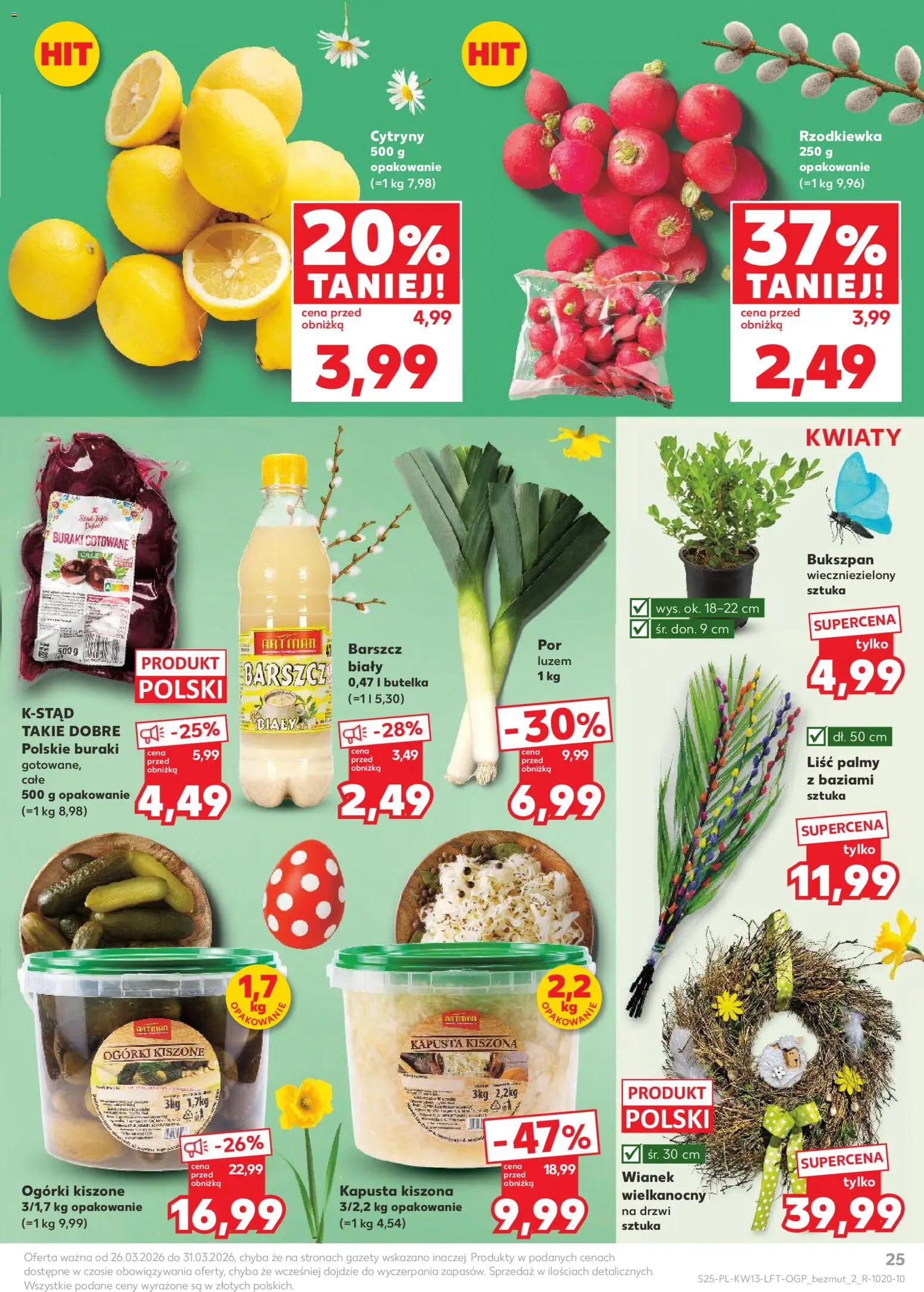 Kaufland gazetka od 26.03.2026 | Strona: 25 | Produkty: Barszcz, Kapusta kiszona, Buraki, Cytryny