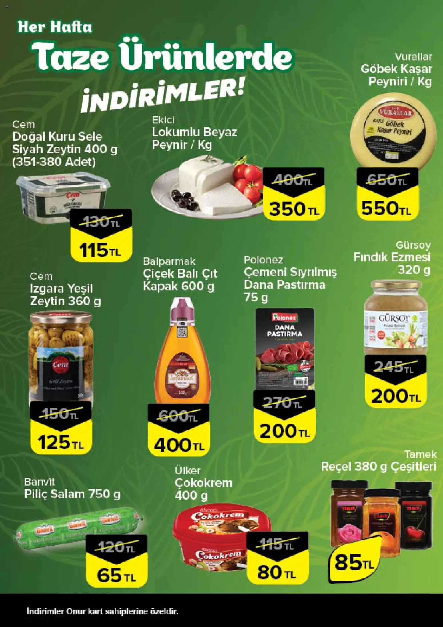 Onur Market - Taze Ürünlerde İndirimler - Bursa - 02.04.2026 tarihinden itibaren geçerlidir | Sayfa: 2 | Ürünler: Peynir, Ekici, Piliç, Izgara