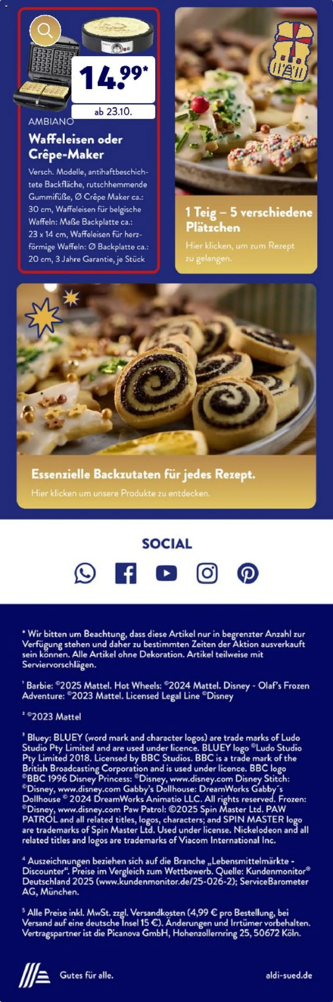 Aldi Süd Weihnachtsbroschüre Oktober – gültig ab 11.10.2025 | Seite: 10 | Produkte: Waffeln, Waffeleisen
