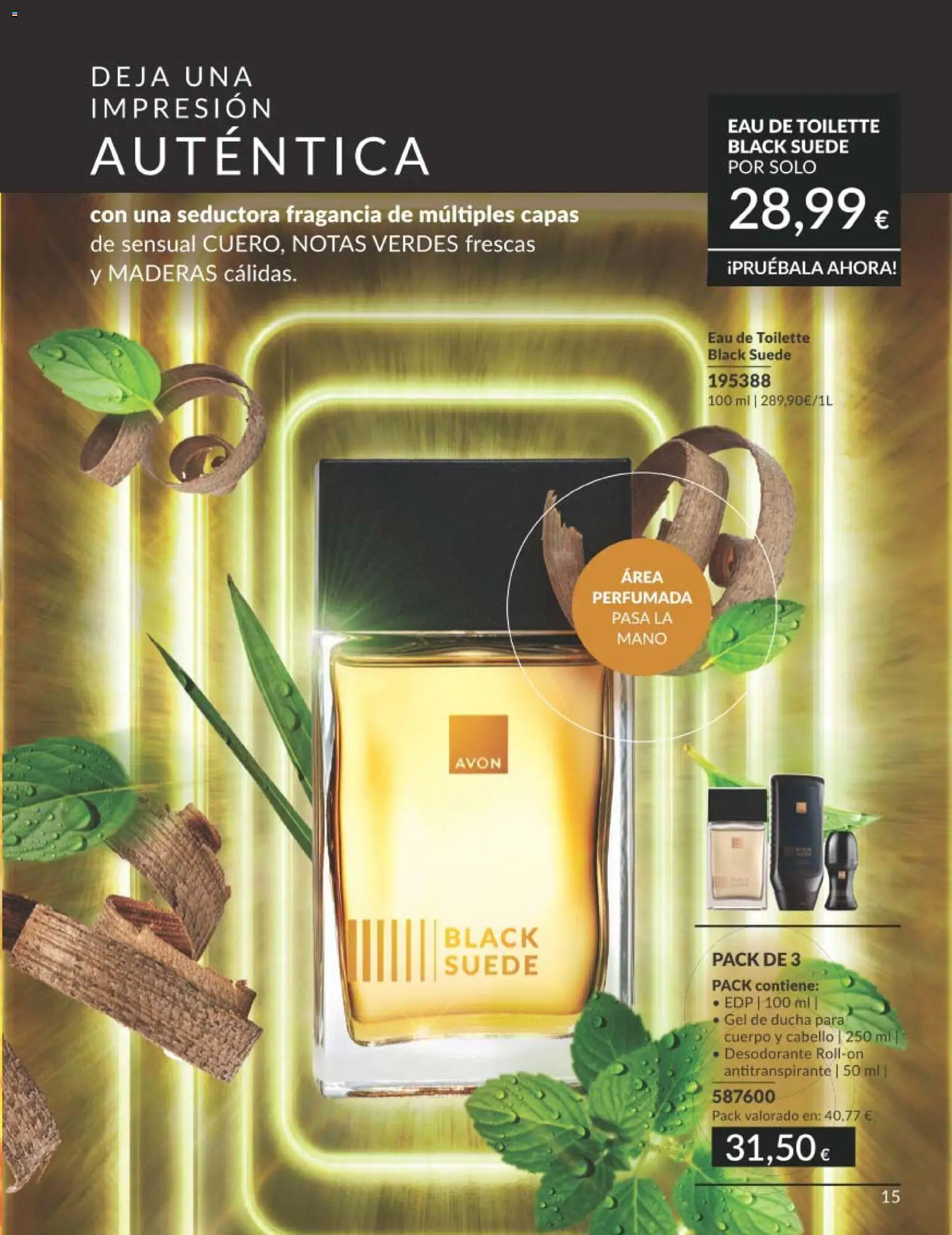 Catálogo AVON campaña 3 │ válido desde el 01.03.2026 | Página: 15 | Productos: Fragancia, Gel de ducha, Antitranspirante, Ducha