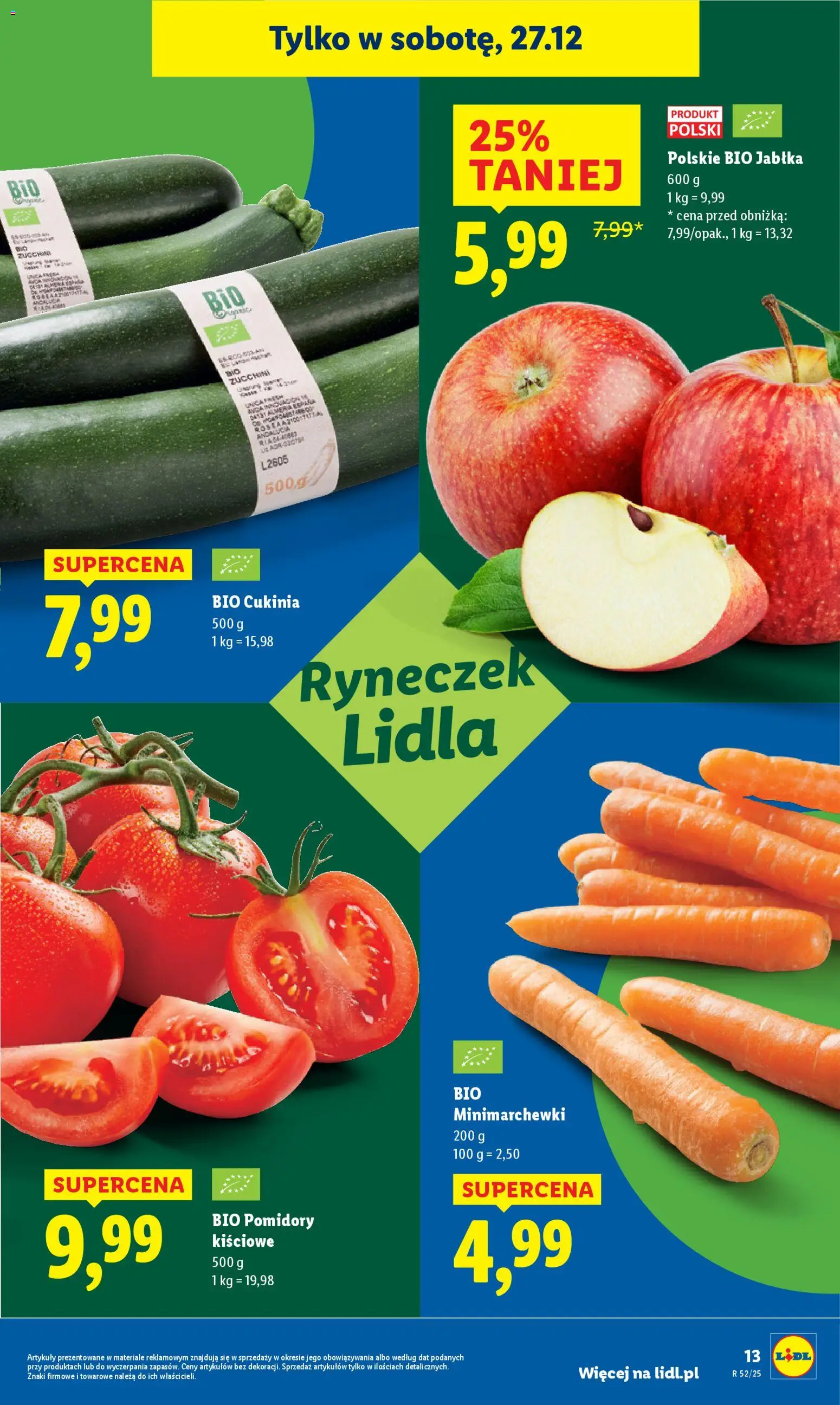 Lidl Gazetka od 27.12.2025 | Strona: 13 | Produkty: Cukinia, Jabłka, Pomidory