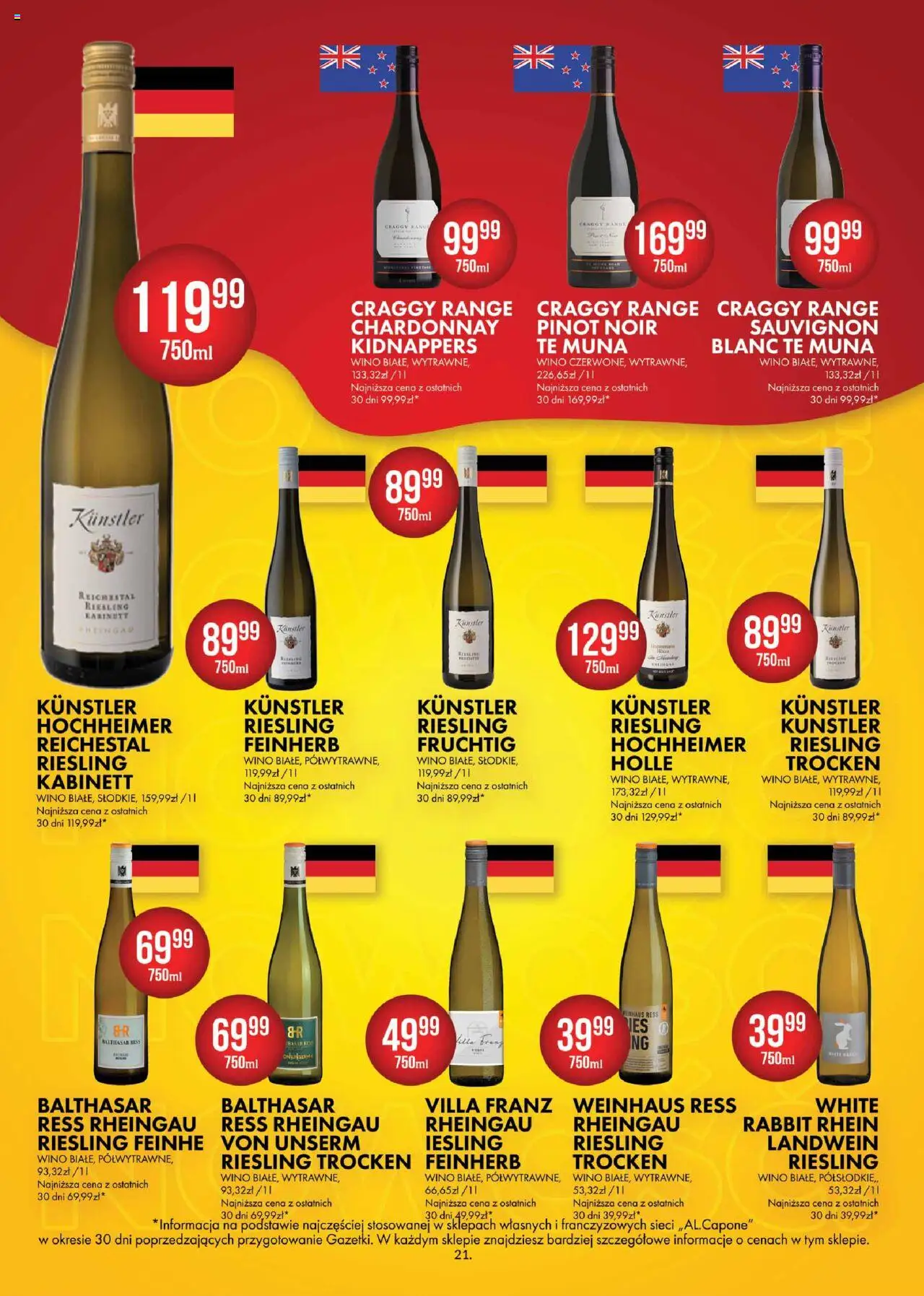 Al.Capone Gazetka od 08.09.2025 | Strona: 21 | Produkty: Riesling, Chardonnay, Wino
