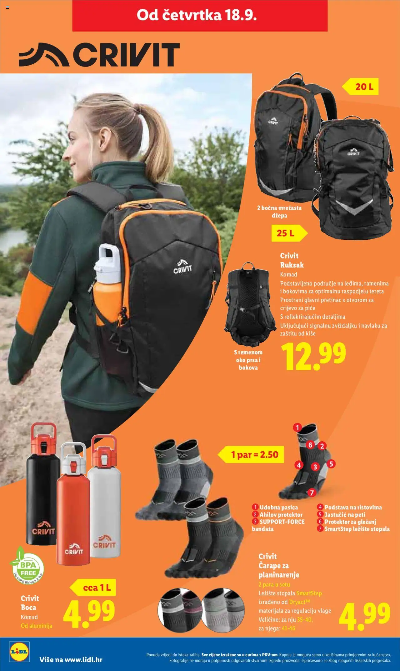 Lidl katalog | vrijedi od 15.09.2025 | Stranica: 56 | Proizvodi: Čarape, Ruksak