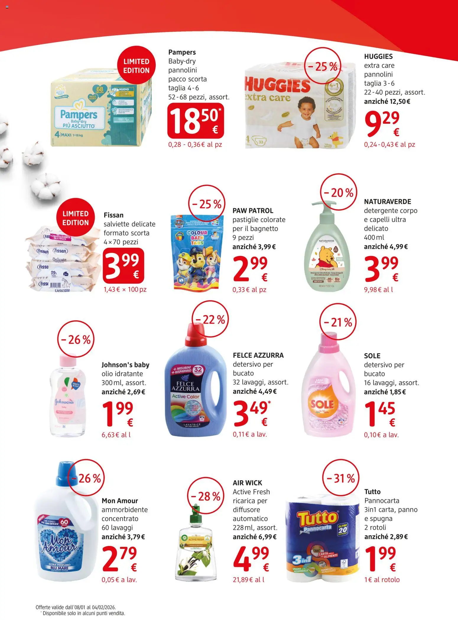 Volantino dm drogerie markt del 08.01.2026 | Pagina: 12 | Prodotti: Spugna, The, Pampers, Bagnetto