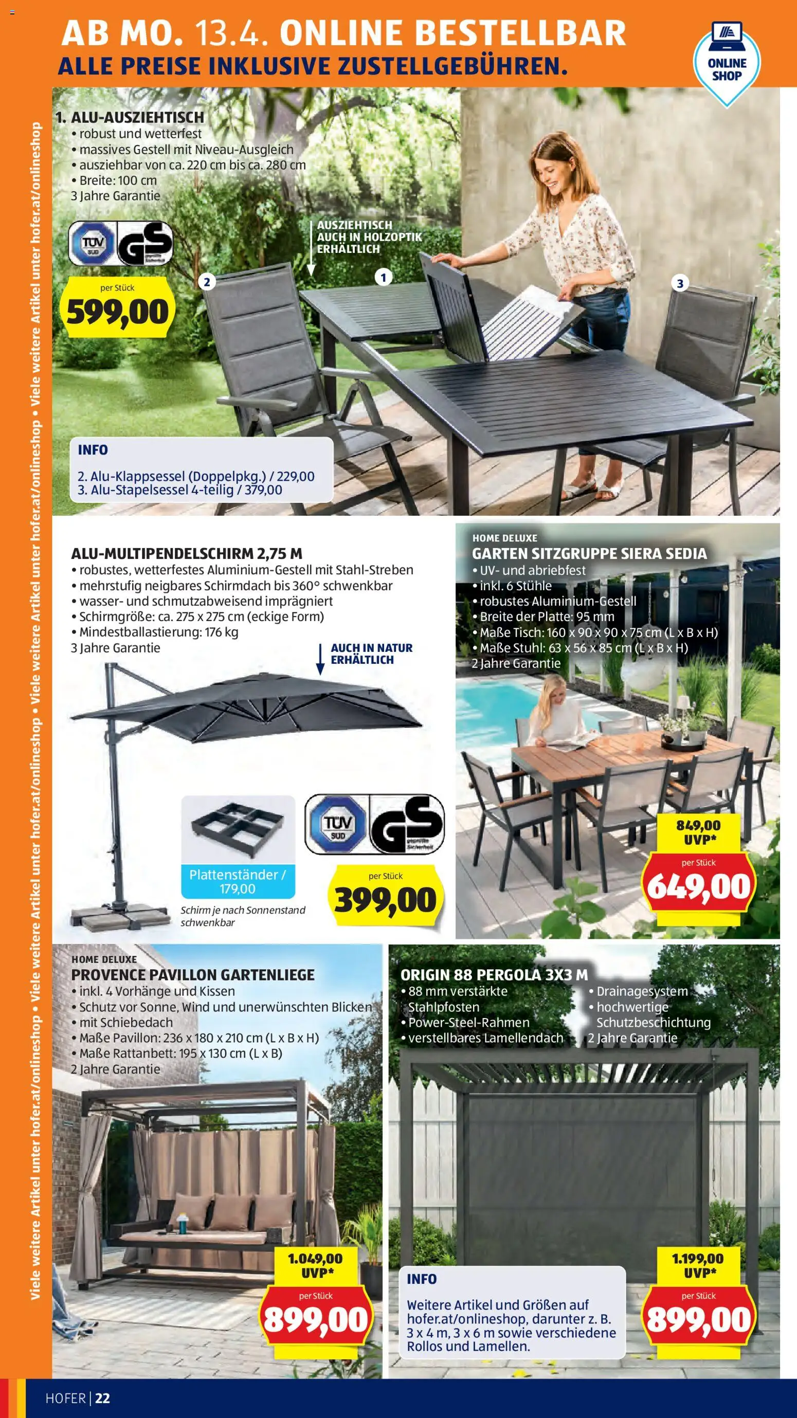 Hofer Flugblatt gültig ab 08.04.2026 | Seite: 26 | Produkte: Wasser, Kissen, Tisch, Stuhl