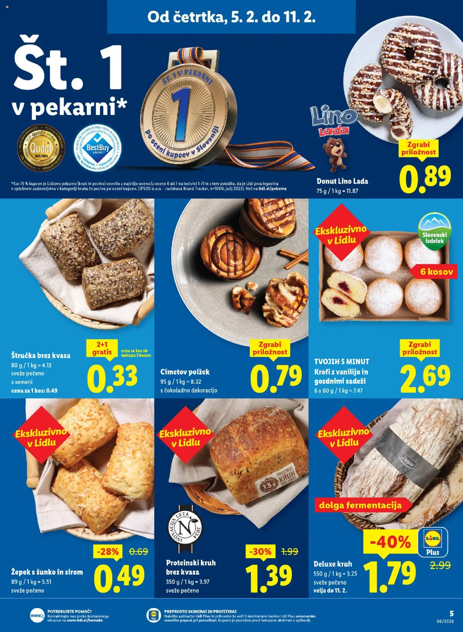 Novi Lidl katalog ponudbe – veljaven od 05.02.2026 | Stran: 5 | Izdelki: Štručka, Kos, Kruh
