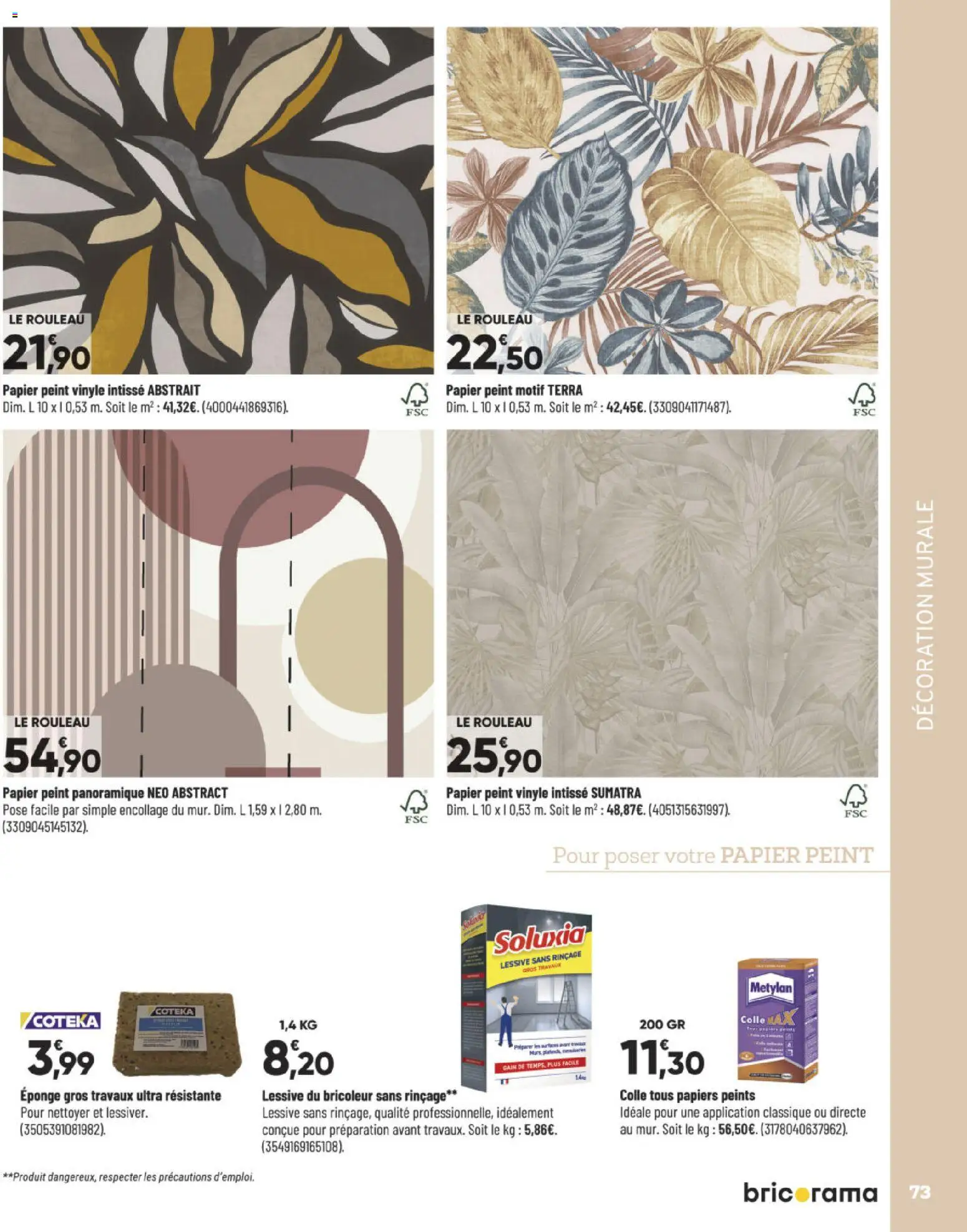 {H1} | Page: 73 | Produits: Eponge, Rouleau, Lessive, Colle