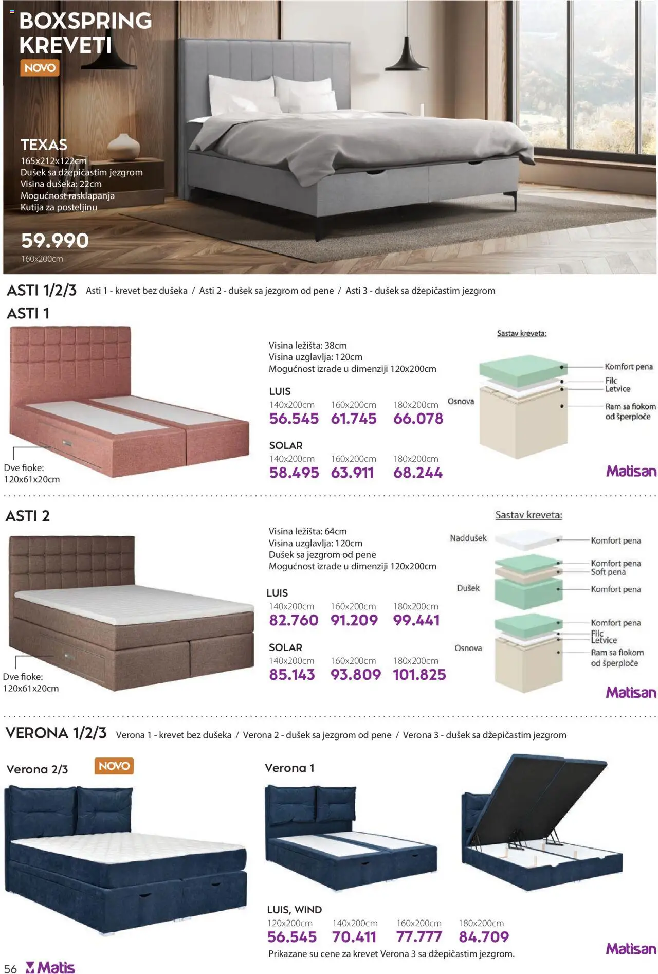 Matis katalog - važi od 01.08.2025 | Strana: 56 | Proizvode: Krevet, Dušek, Kutija