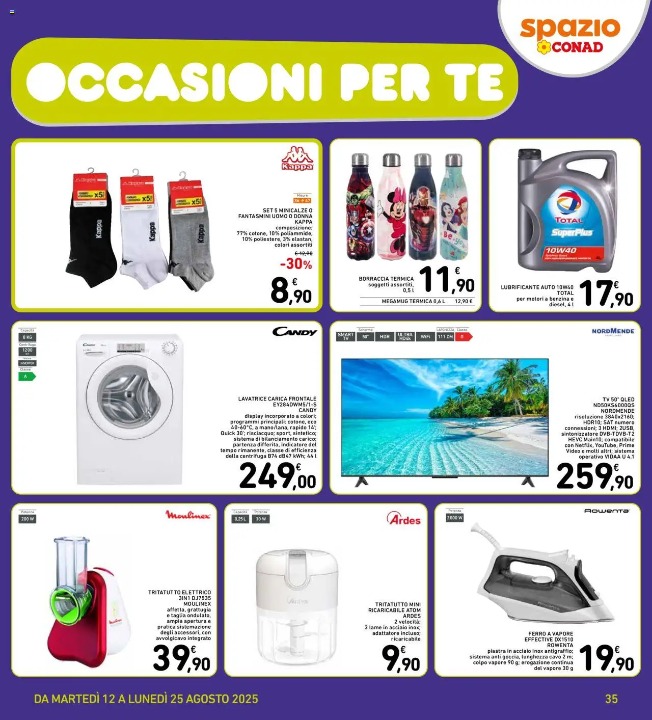 Volantino Spazio Conad del 12.08.2025 | Pagina: 35 | Prodotti: Lubrificante, Centrifuga, Fantasmini, Adattatore